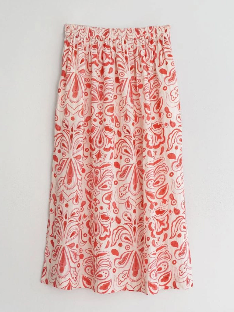 Indi & Cold Women's Midi Elastic Waist Skirt in Acid Pink - Perfect for Casual Outings, Office Wear & Summer Dresses