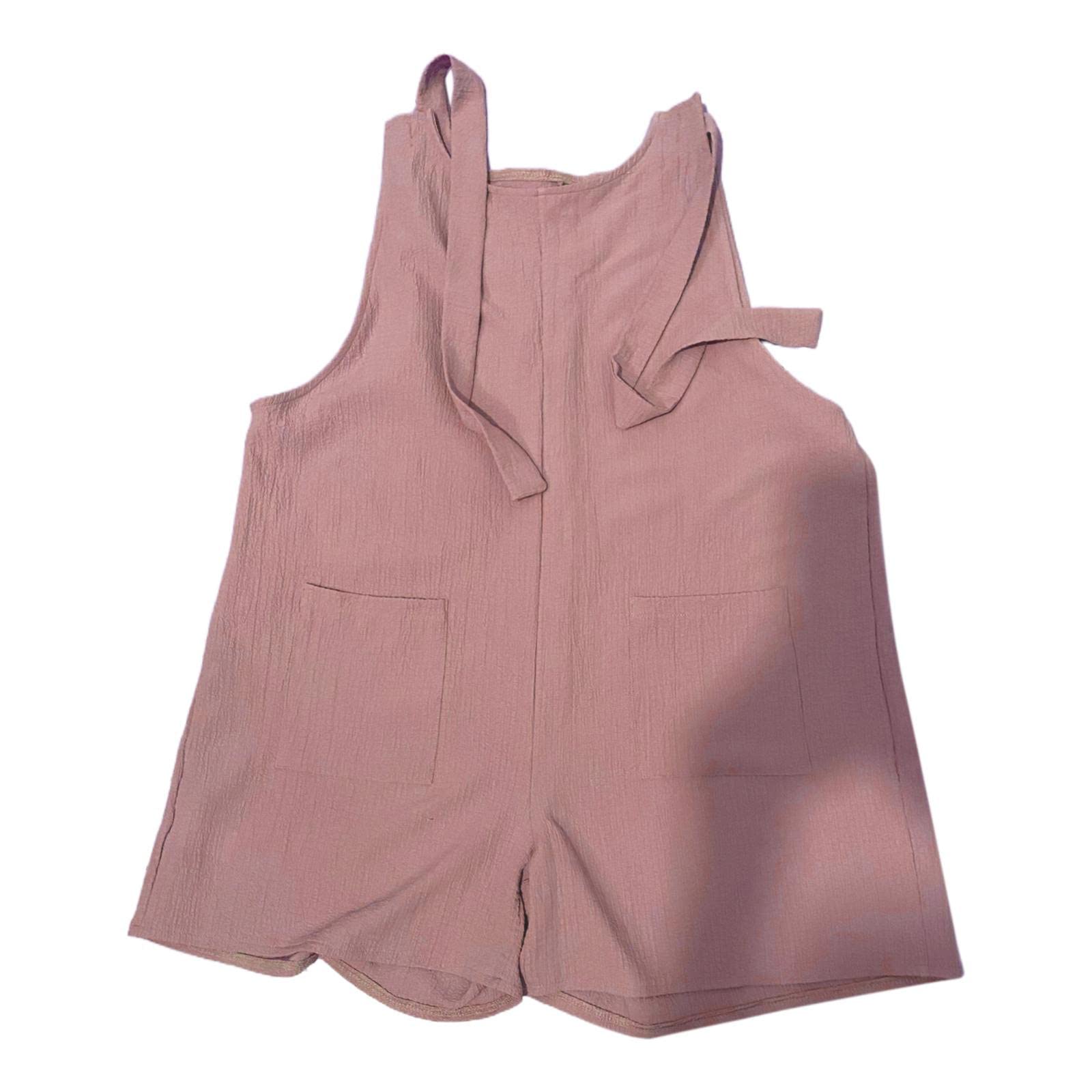 Yubnlvae Women's One Piece Jumpsuit - Tie Shoulder Romper with Scoop Neck & Pocket - Plus Size 3X-Large (Pink) - Casual Summer Outfit for Beach, Party & Vacation