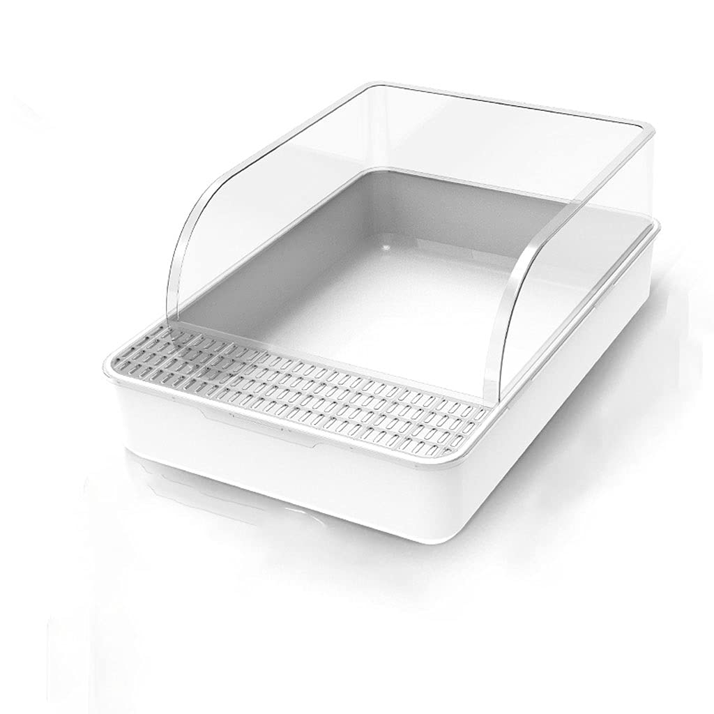 Jinyi2016SHOP Large Open Cat Litter Box with High Fence - Double Layer Mesh Design, Includes Scoop - Easy to Clean Pet Toilet for Indoor Cats - Perfect for Small Spaces and Multi-Cat Households