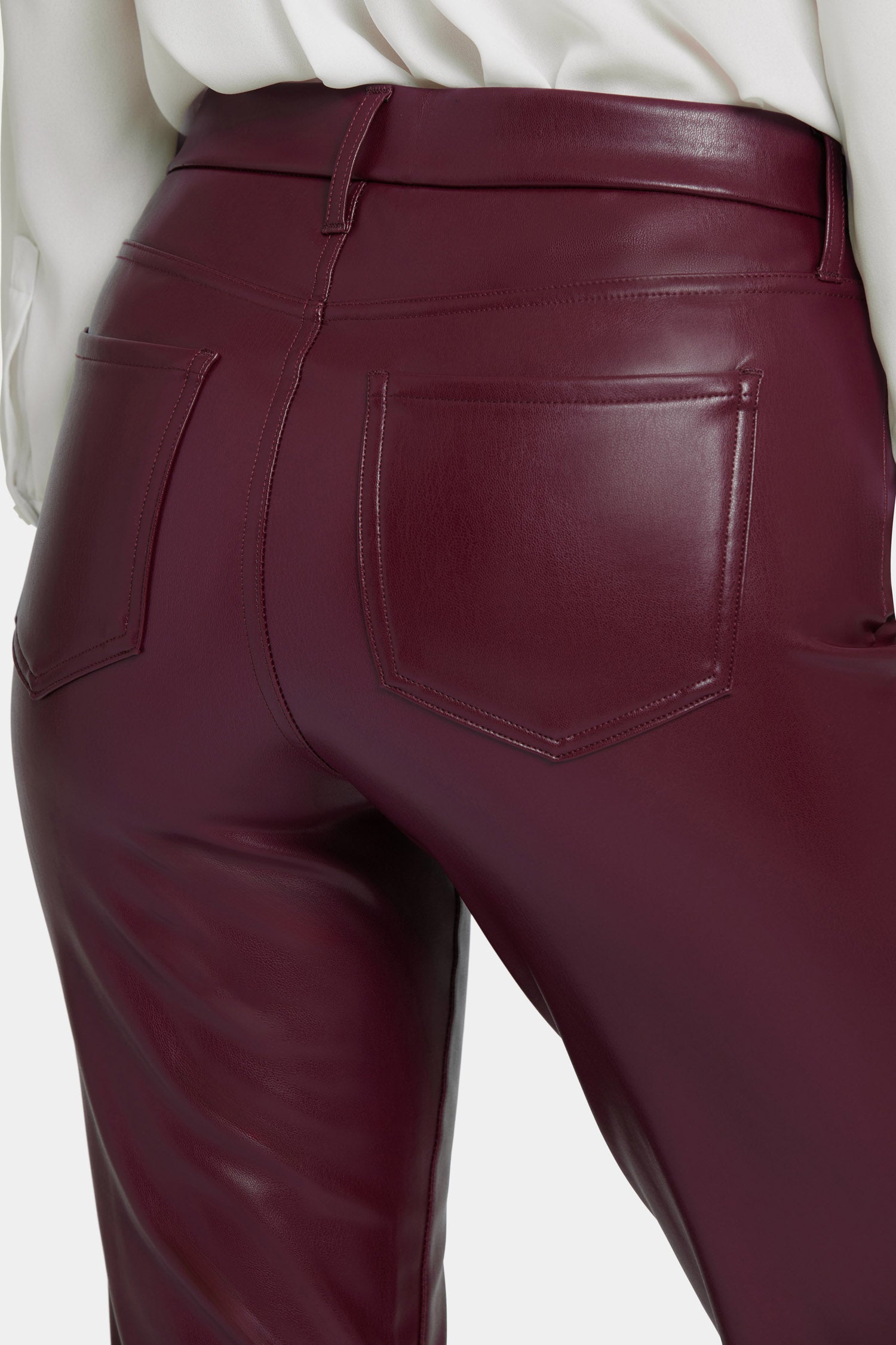 Faux Leather Marilyn Straight Pants for Petite Women - Stylish Vegan Leather Trousers for Work, Night Out & Casual Wear