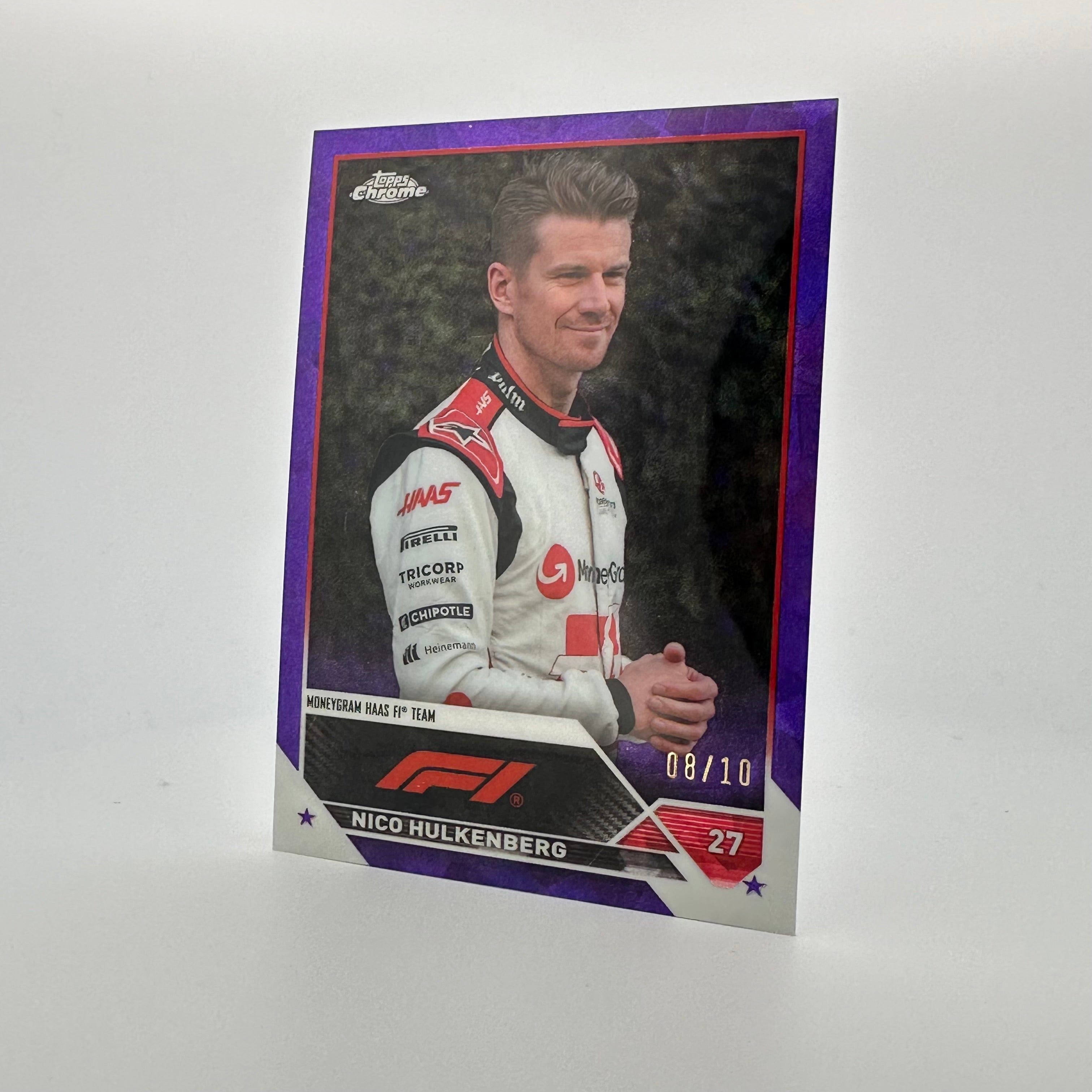 2023 Topps Chrome Sapphire #47 Nico Hulkenberg Purple 8/10 - Rare F1 Racing Card for Collectors & Fans, Perfect for Displaying in Sports Memorabilia Collections