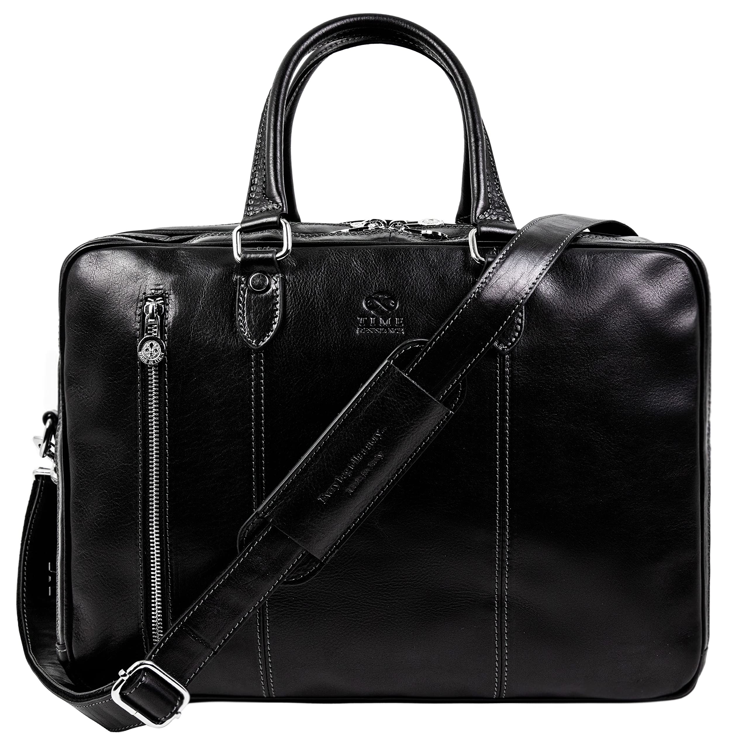 Premium Full Grain Leather Laptop Briefcase - Durable Time-Resistant Computer Bag for Men & Women - Perfect for Business Travel, Office & Daily Commute