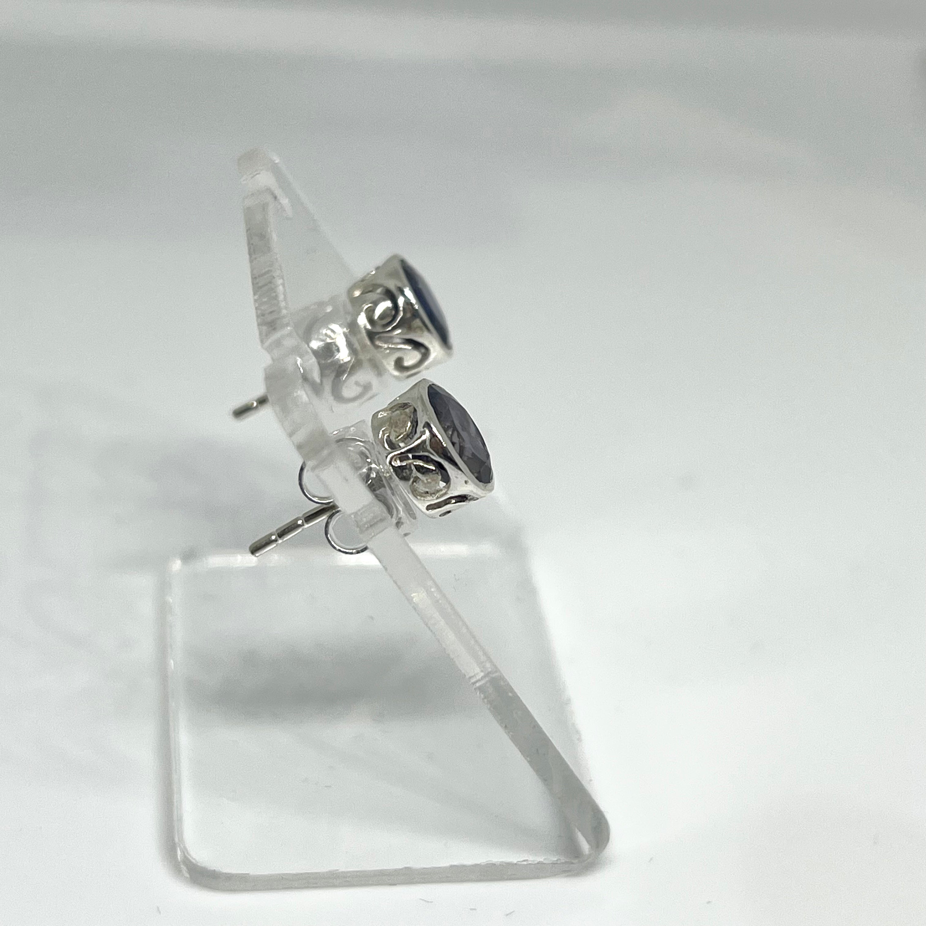 7mm Round Faceted Gemstone Stud Earrings - Decorative Bezel Set for Women, Hypoallergenic Jewelry - Perfect for Daily Wear, Parties & Special Occasions