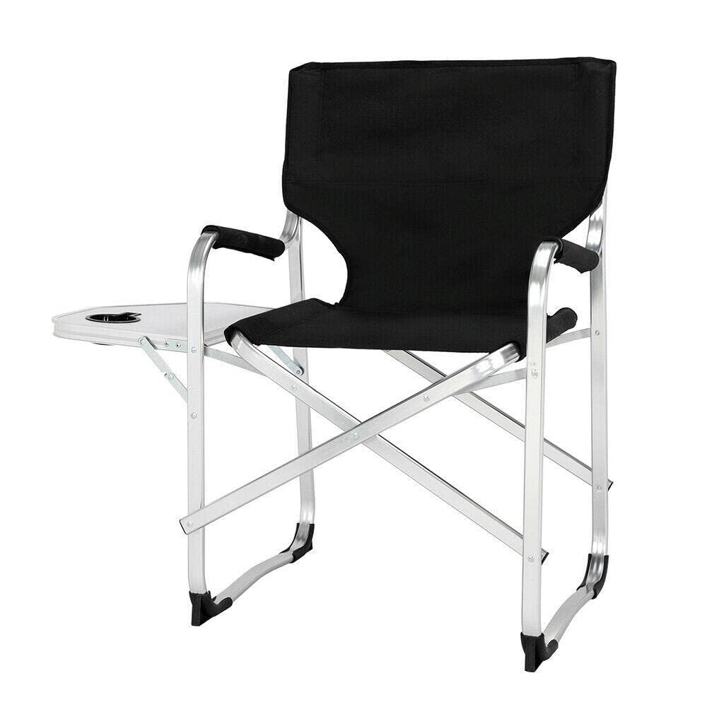 Portable Aluminum Folding Director Chair with Side Table & Carry Bag - Lightweight Makeup Artist Stool for Outdoor Events, Camping, and Photography Studios