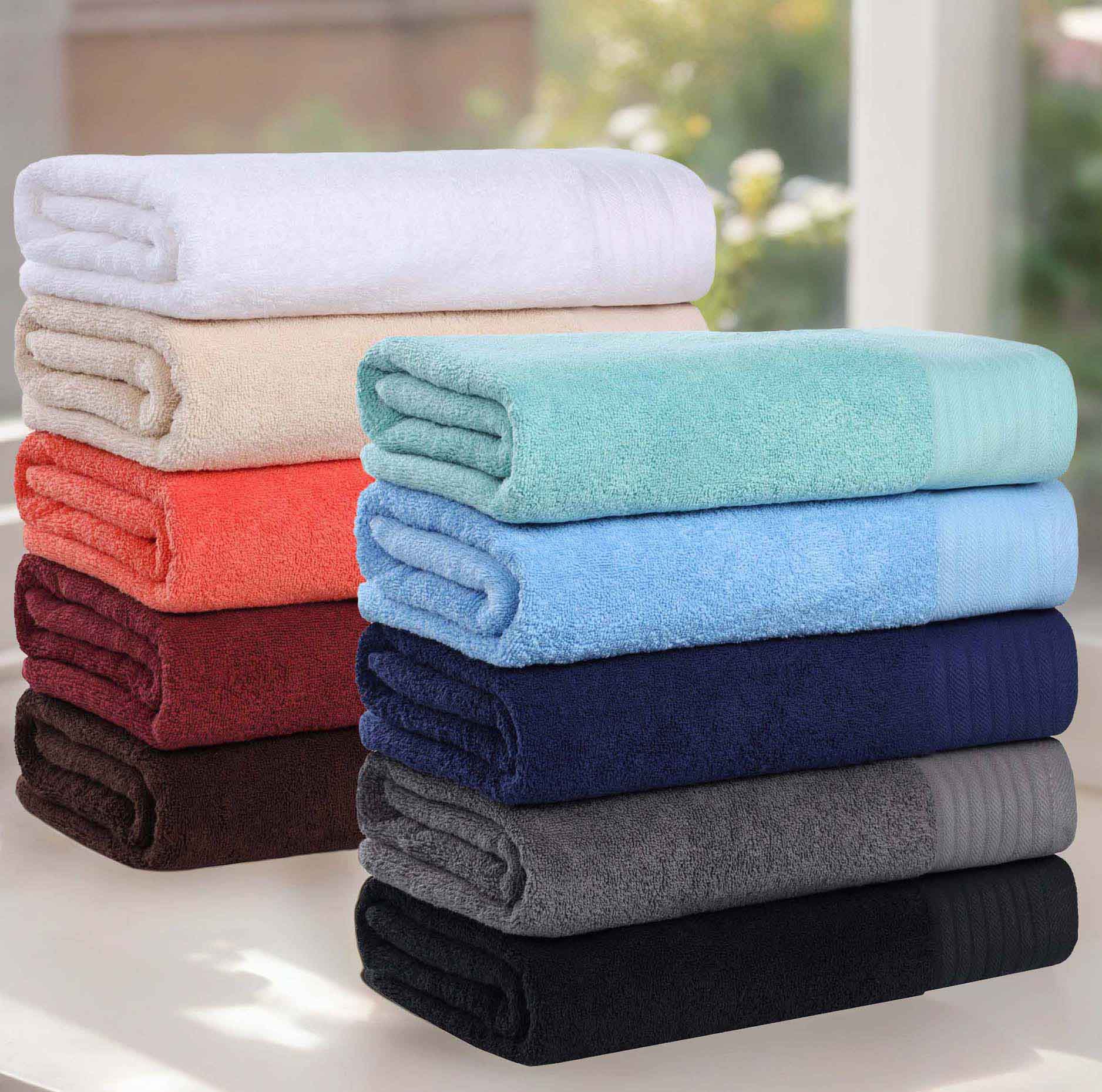 Premium 6-Piece Turkish Cotton Herringbone Bath Towel Set - Ultra Soft & Absorbent - Luxury Bath, Spa & Guest Towels for Home & Hotel Use
