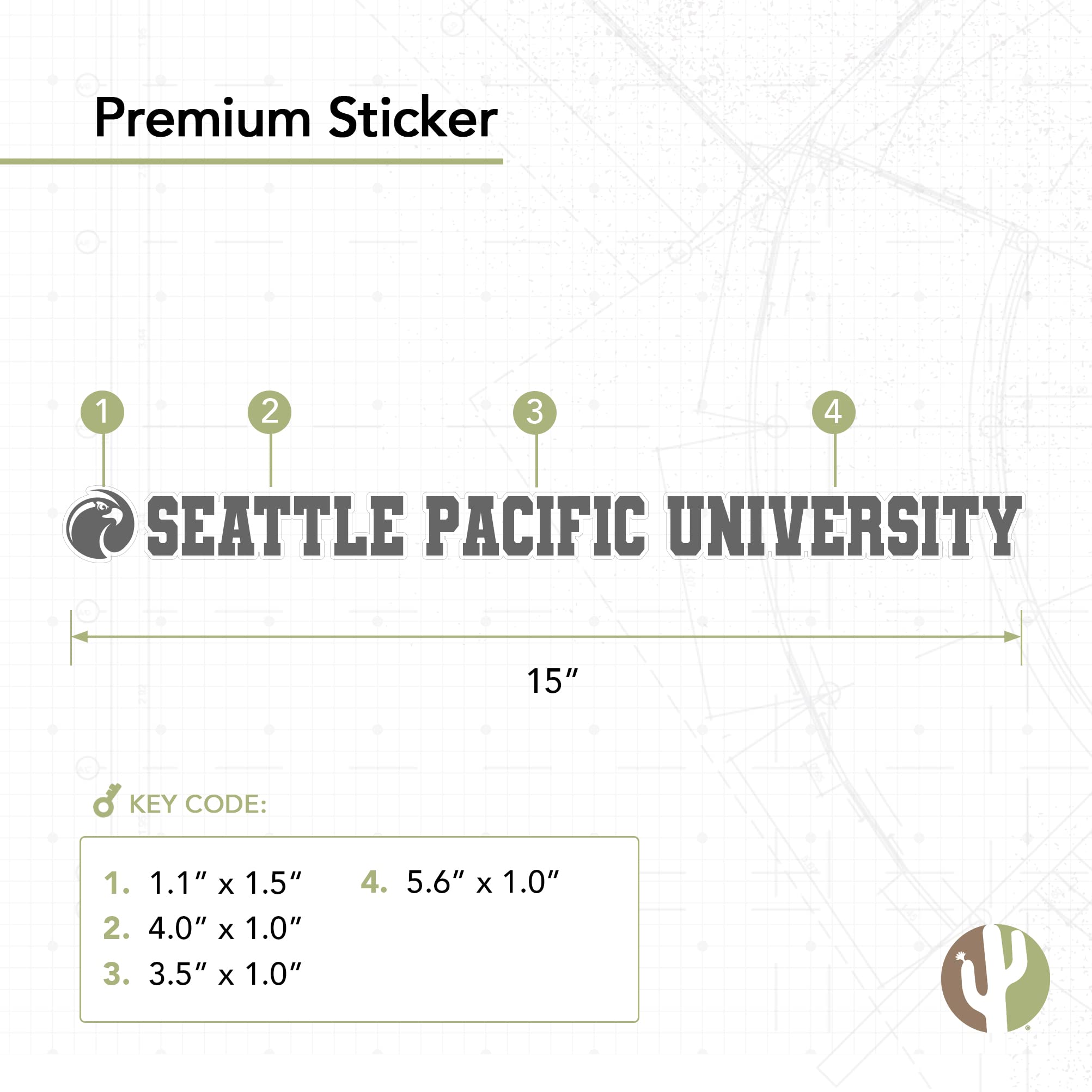 Desert Cactus Seattle Pacific University SPU Falcons Vinyl Decal Sticker - 15 Inch Waterproof Laptop, Water Bottle, Car, Scrapbook Decoration - Perfect for College Dorm, School Spirit, Fan Gifts & Campus Pride