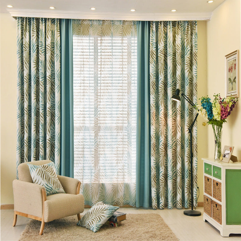 Valerie Color Blocking Rustic Botanical Blackout Custom Curtains - Thermal Insulated Window Drapes for Living Room, Bedroom & Nursery