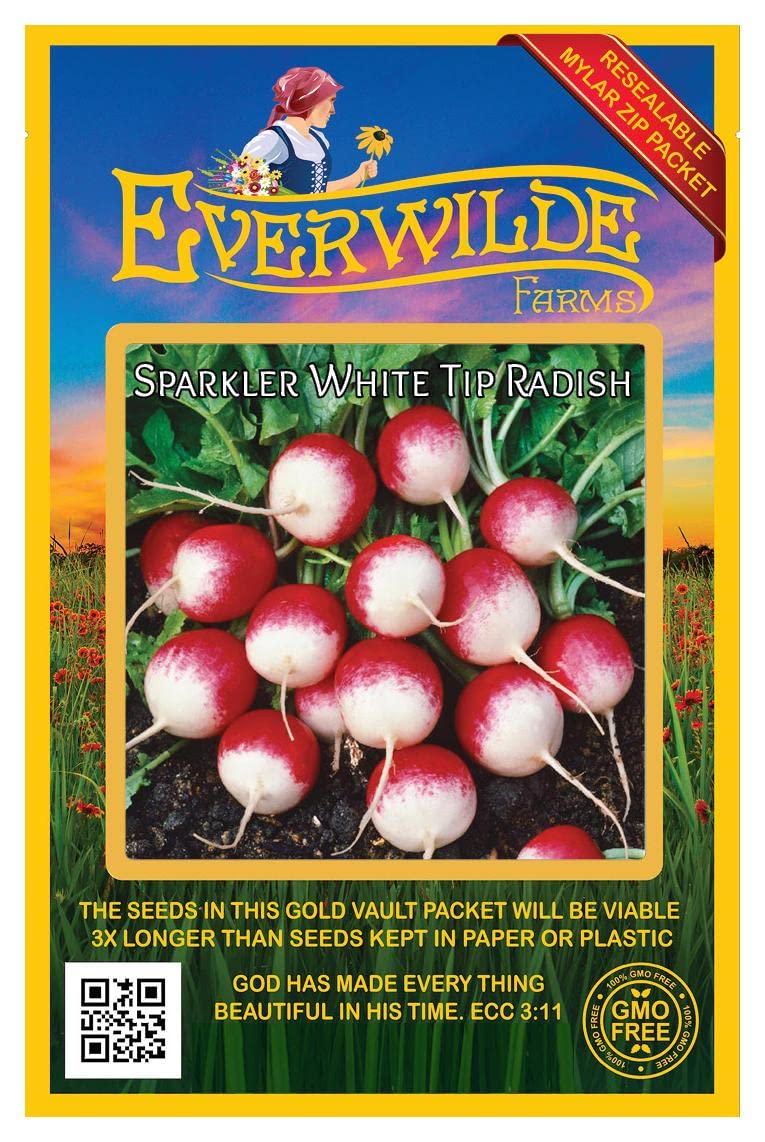500 Sparkler White Tip Radish Seeds - Non-GMO Heirloom Vegetable Seeds for Home Gardening - Perfect for Salads, Containers & Organic Gardens