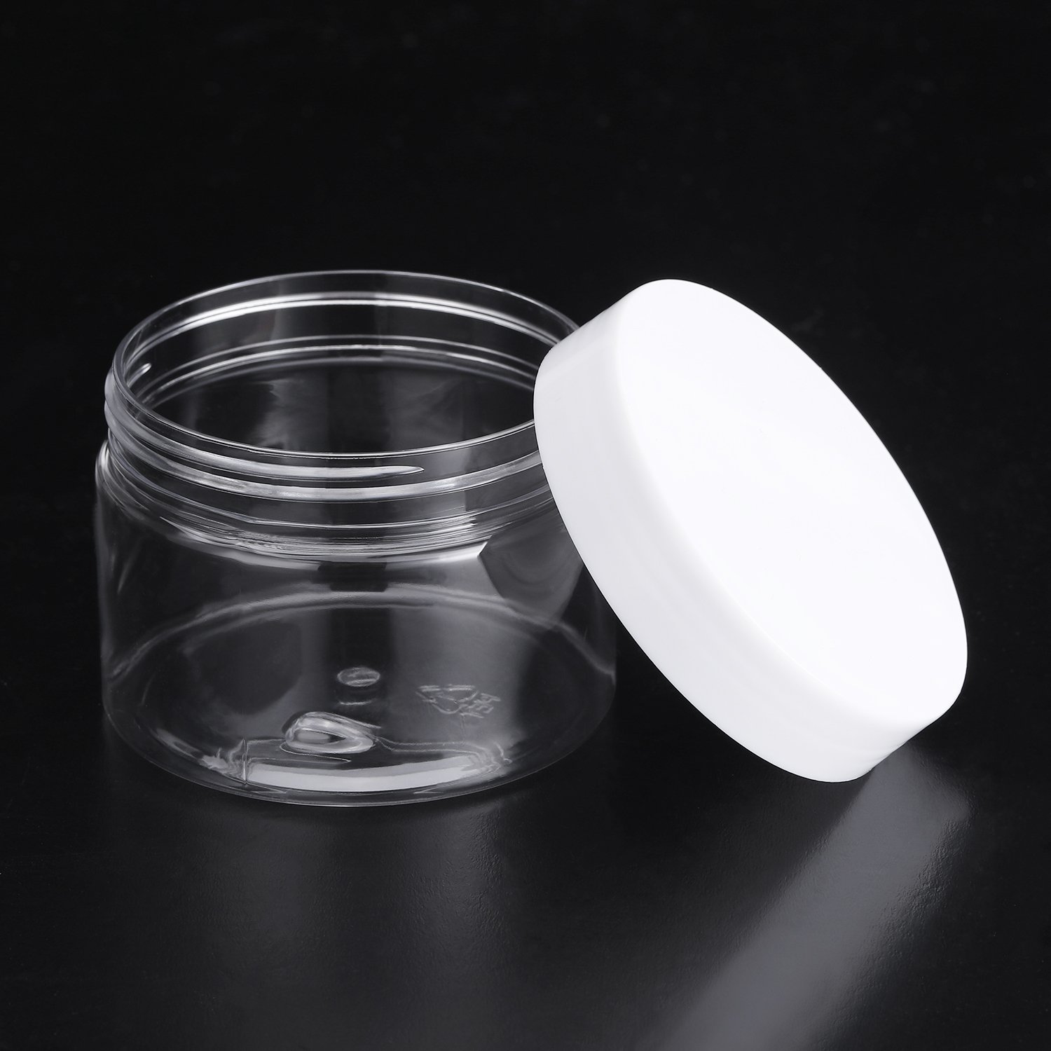 SATINIOR 12-Pack 6 oz Clear Plastic Storage Jars with Lids - Airtight Round Cosmetic Containers for Travel Toiletries, Lotion, Cream, Makeup, Ointments, Kitchen Spices & Craft Beads - Perfect for Organizing Samples, Rhinestones & Small Items