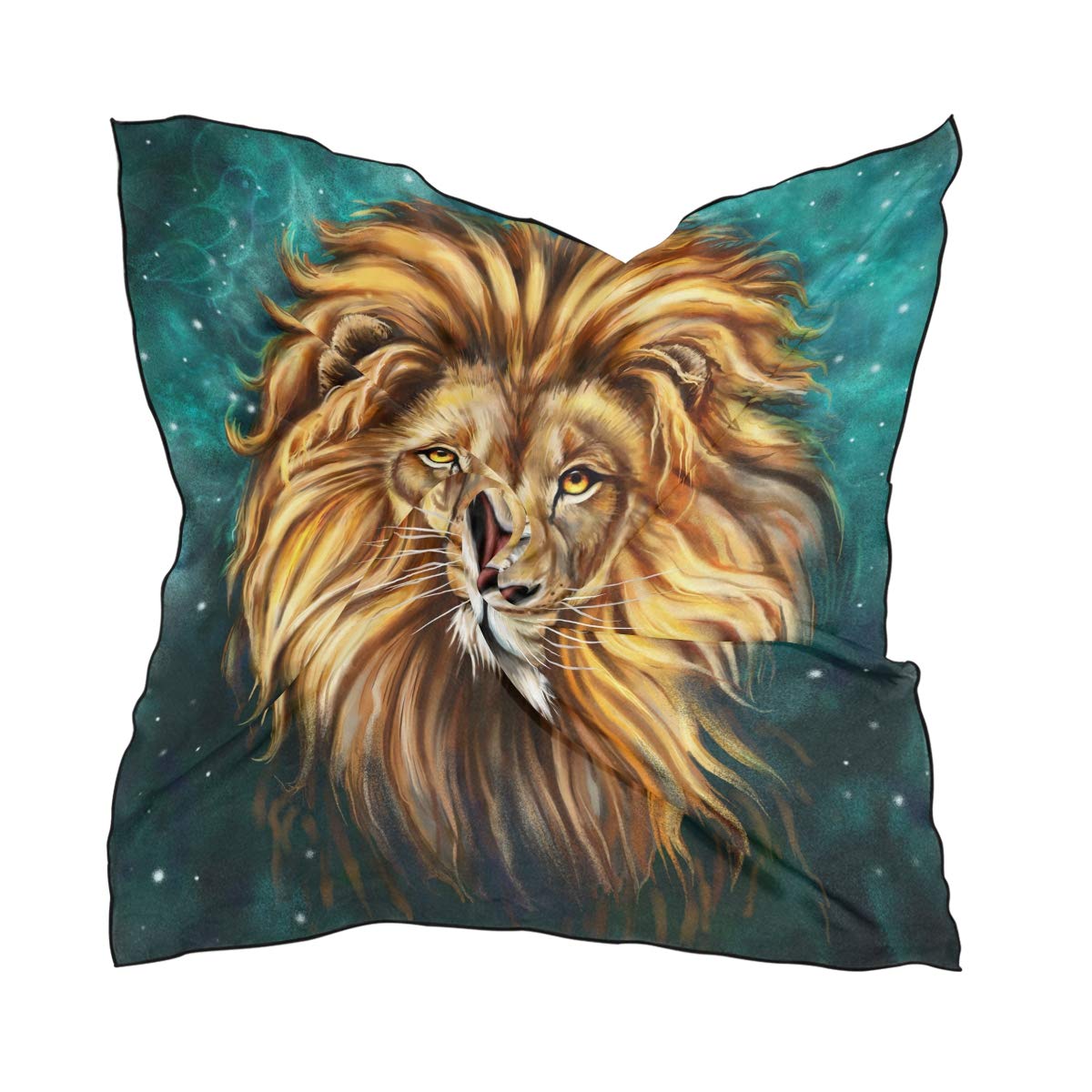 Elegant Imitation Satin Silk Square Scarf - Lion Head Design Hair Band & Neck Wrap for Women | Perfect for Parties, Weddings & Fashion Accessories