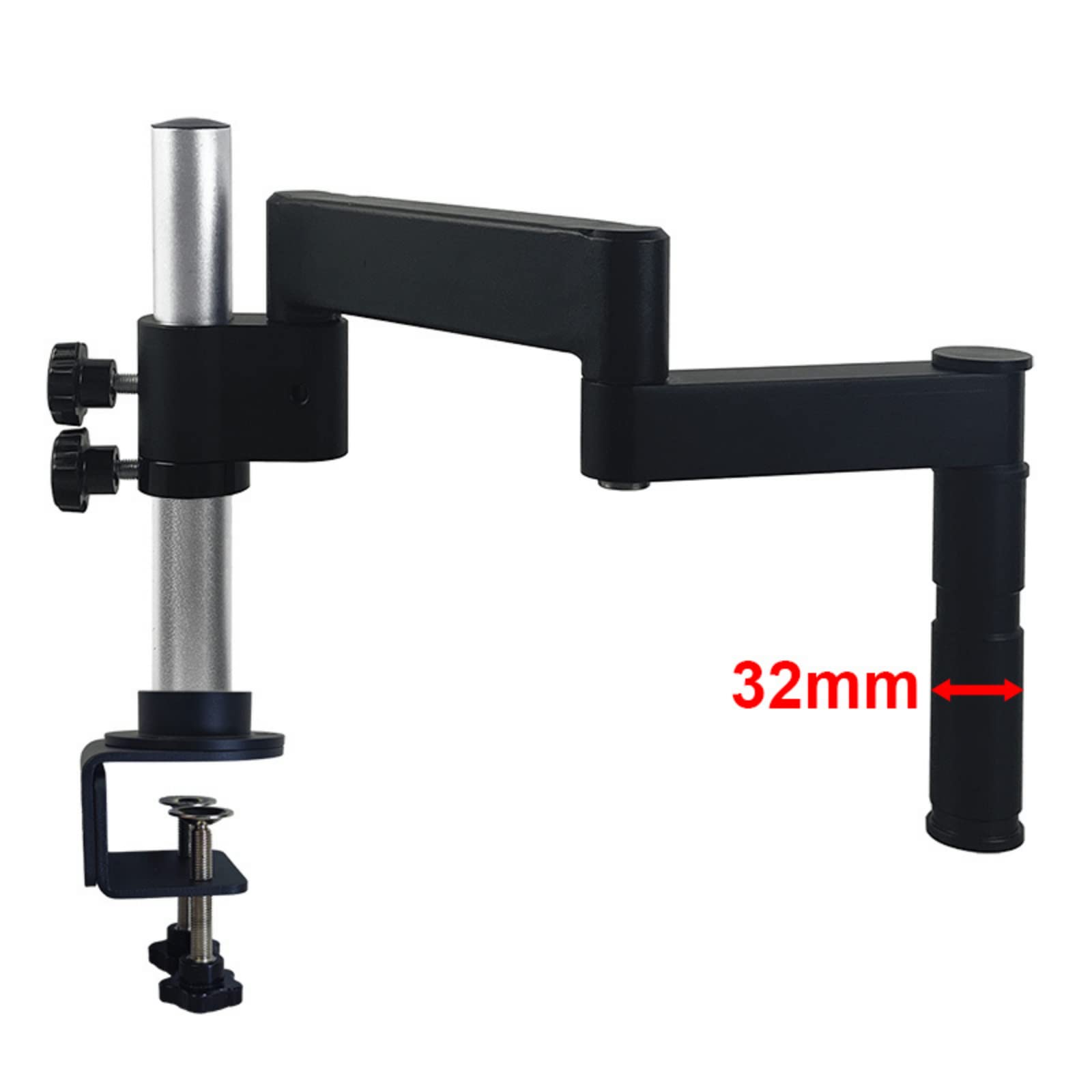 360° Rotatable Microscope Articulating Arm Stand with Universal Clamp - Compatible with Stereo/Trinocular Microscopes, HDMI Cameras & Phones (32mm Clamp) - Perfect for Soldering, Repair & Lab Work