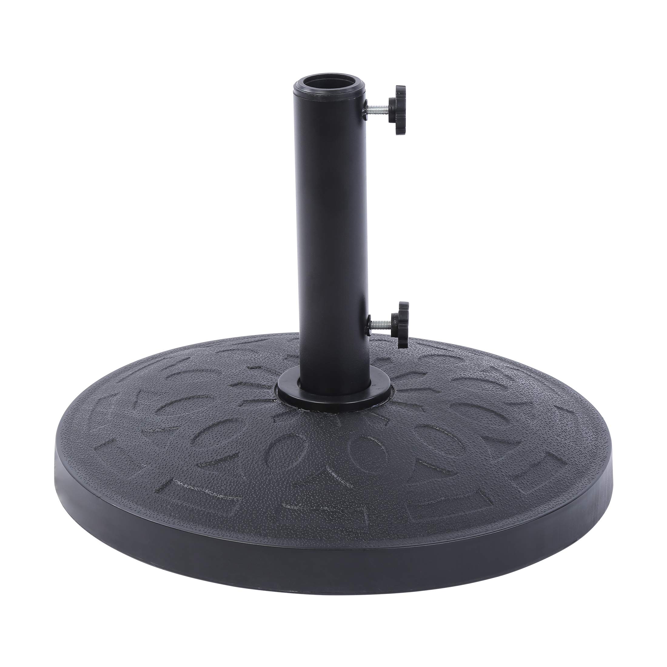 WO Home Furniture 9ft Outdoor Patio Umbrella with Heavy Duty Base - Round Sun Shade for Market Table, Backyard, Poolside & Garden Use