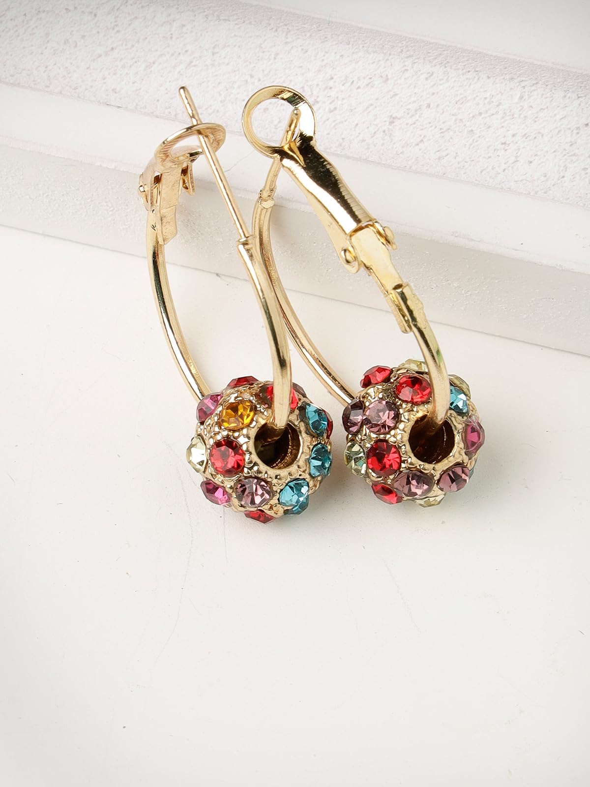 Sukkhi Scintillare Gold Plated Multicolor Crystal Bali Hoop Earrings for Women & Girls - Stylish Fashion Jewelry, Perfect Birthday & Anniversary Gift (E106561) | Great for Parties, Weddings & Everyday Wear