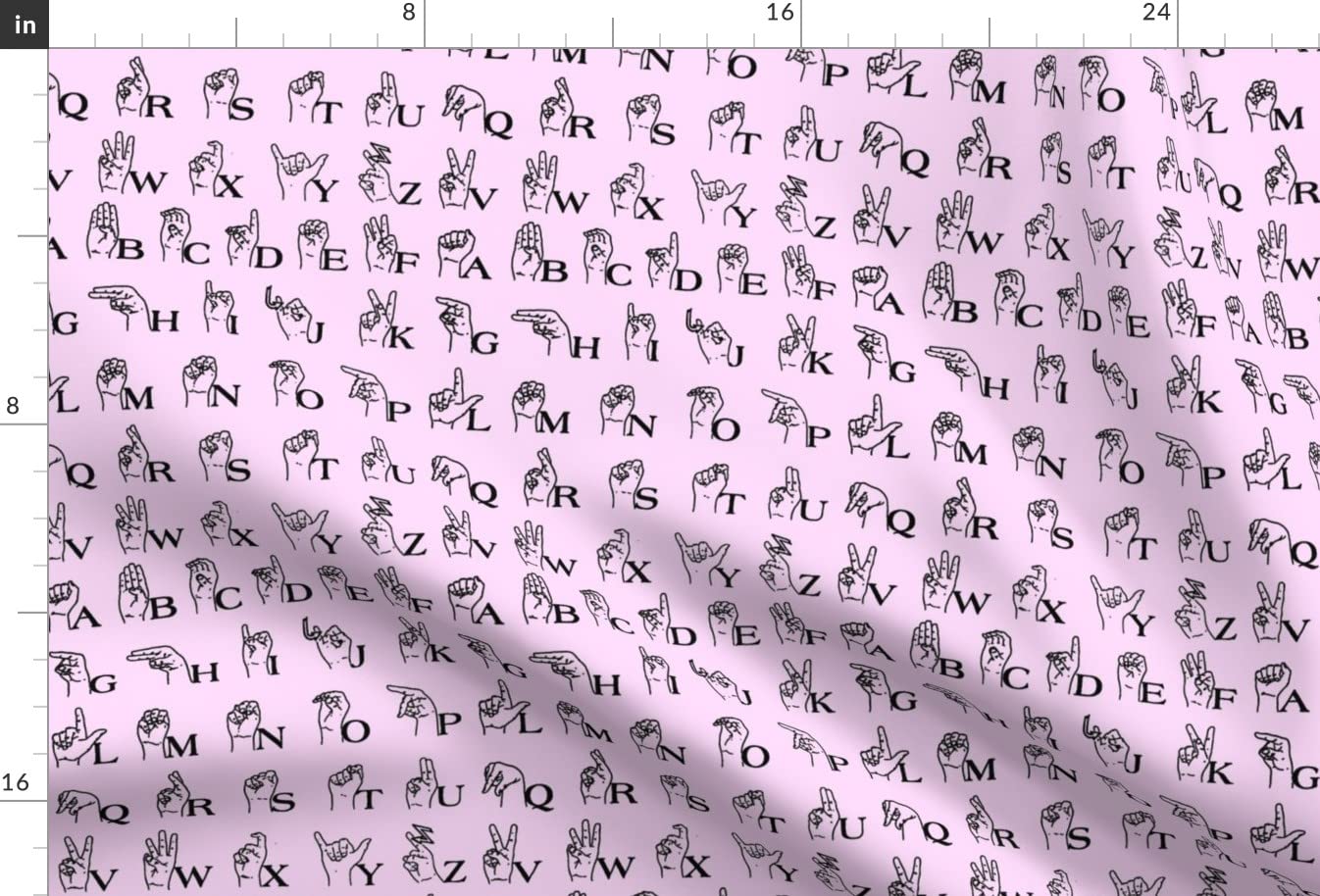 Sign Language Alphabet Printed Chiffon Fabric Fat Quarter - Soft & Lightweight for Sewing Dresses, Fashion Apparel & Home Decor - Perfect for Baby Nursery, DIY Crafts & Quilting Projects
