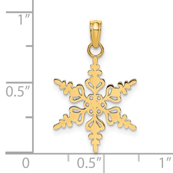 14K Solid Yellow Gold Snowflake Necklace - Elegant Winter Jewelry Pendant for Christmas Gifts & Holiday Parties