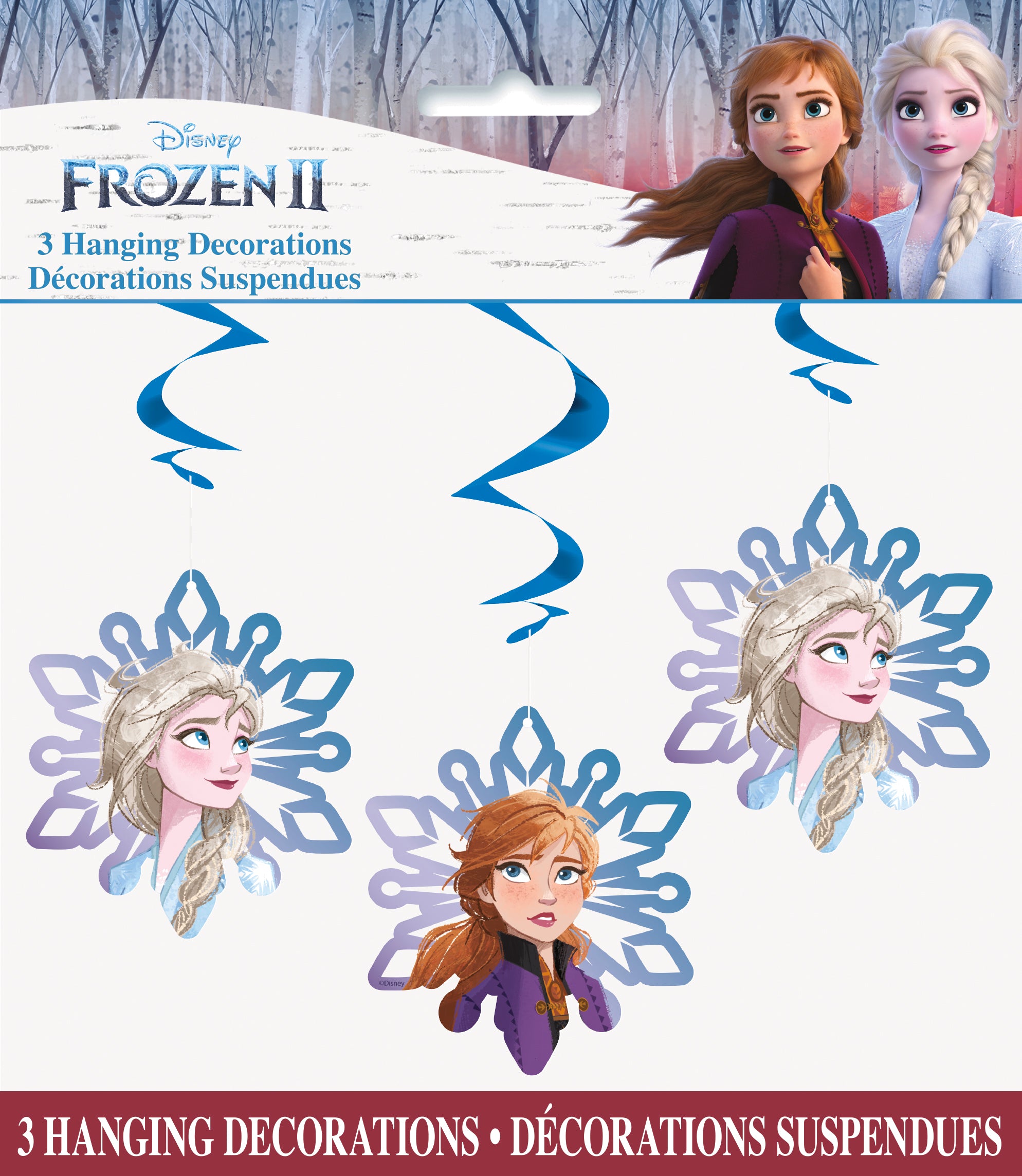Frozen 2 Hang Swirl Decorations - Set of 3 Glittering 26-inch Swirls for Birthday Party, Baby Shower & Home Decor