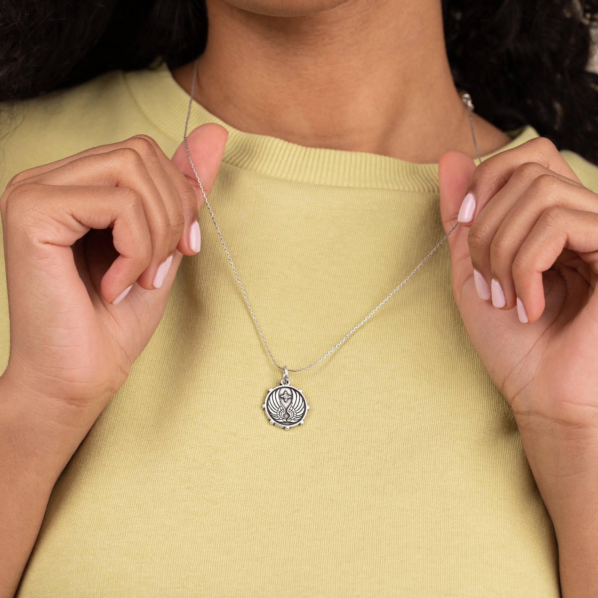 Guardian Angel Necklace for Women - Sterling Silver Protection Pendant with 18