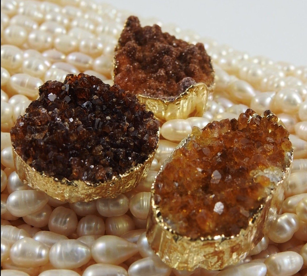 Natural Citrine Druzy Gold Foil Pendant Necklace - Elegant Healing Crystal Jewelry for Women | Perfect for Gifts, Meditation & Spiritual Healing