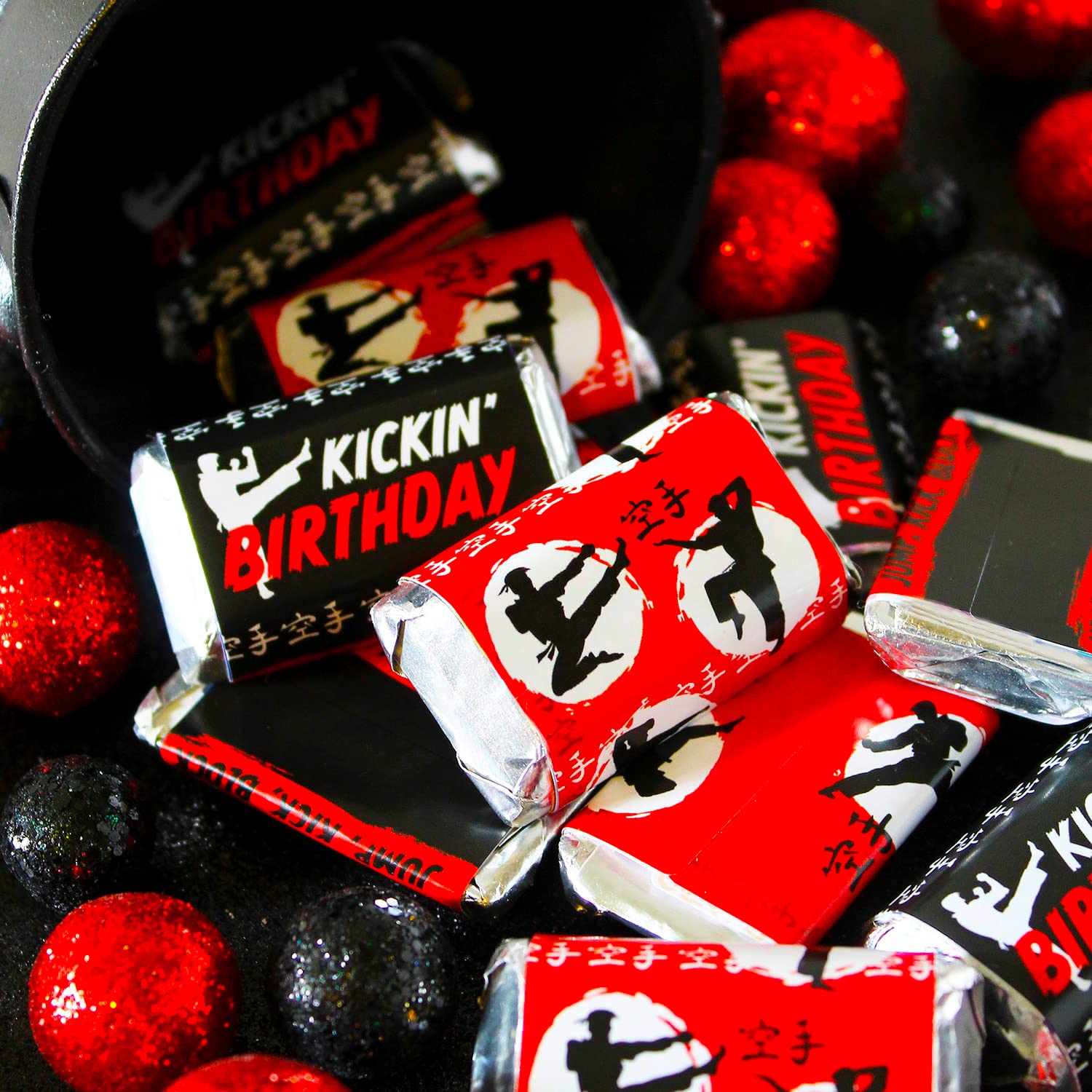 Karate Birthday Party Mini Candy Bar Labels - 45pcs Martial Arts Themed Stickers for Party Decorations & Favors | Perfect for Dojo Celebrations, Kids Karate Parties & Ninja Themed Events