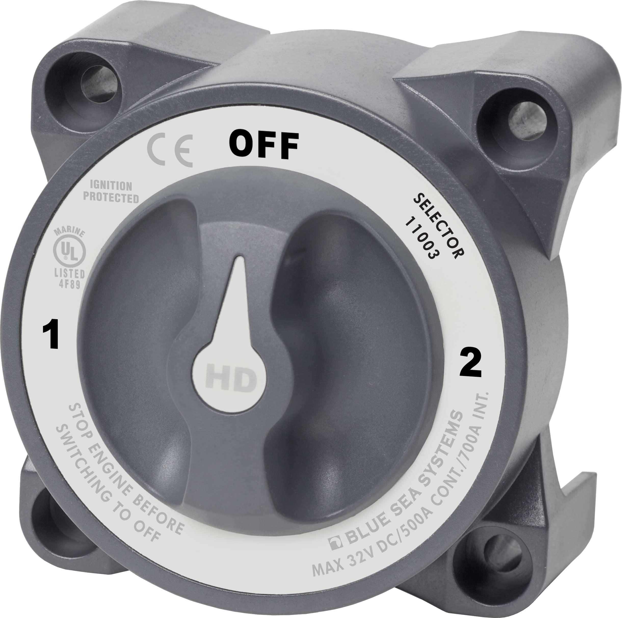 Blue Sea 11003 HD-Series 3-Position Battery Switch with Alternator Field Disconnect - Heavy Duty Marine Battery Isolator for Boats, RVs, and Off-Grid Power Systems