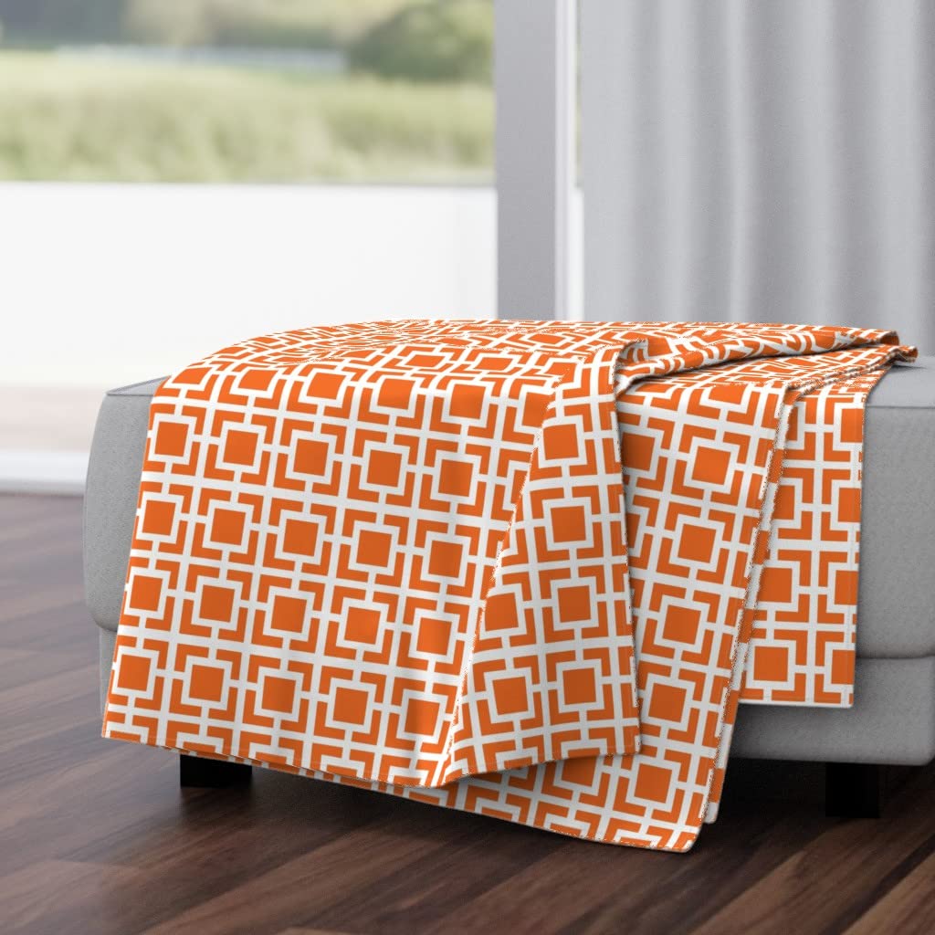 Luxe Velvet Throw Blanket 50x70 Inches - Mid Century Modern Atomic Age Orange & White Abstract Print | Soft Cozy Blanket for Sofa, Bed, Dorm Decor | Machine Washable Home Decor Gift