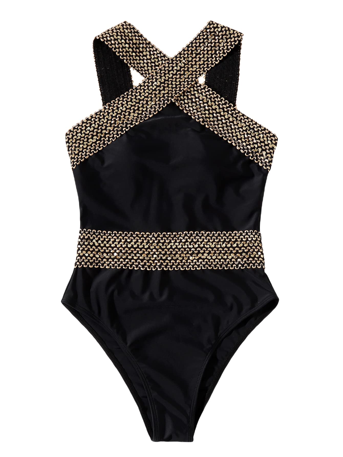 SheIn Women's One Piece Swimsuit - Criss Cross Tummy Control Monokini Bathing Suit | Sexy Summer Beachwear for Pool Party & Vacation