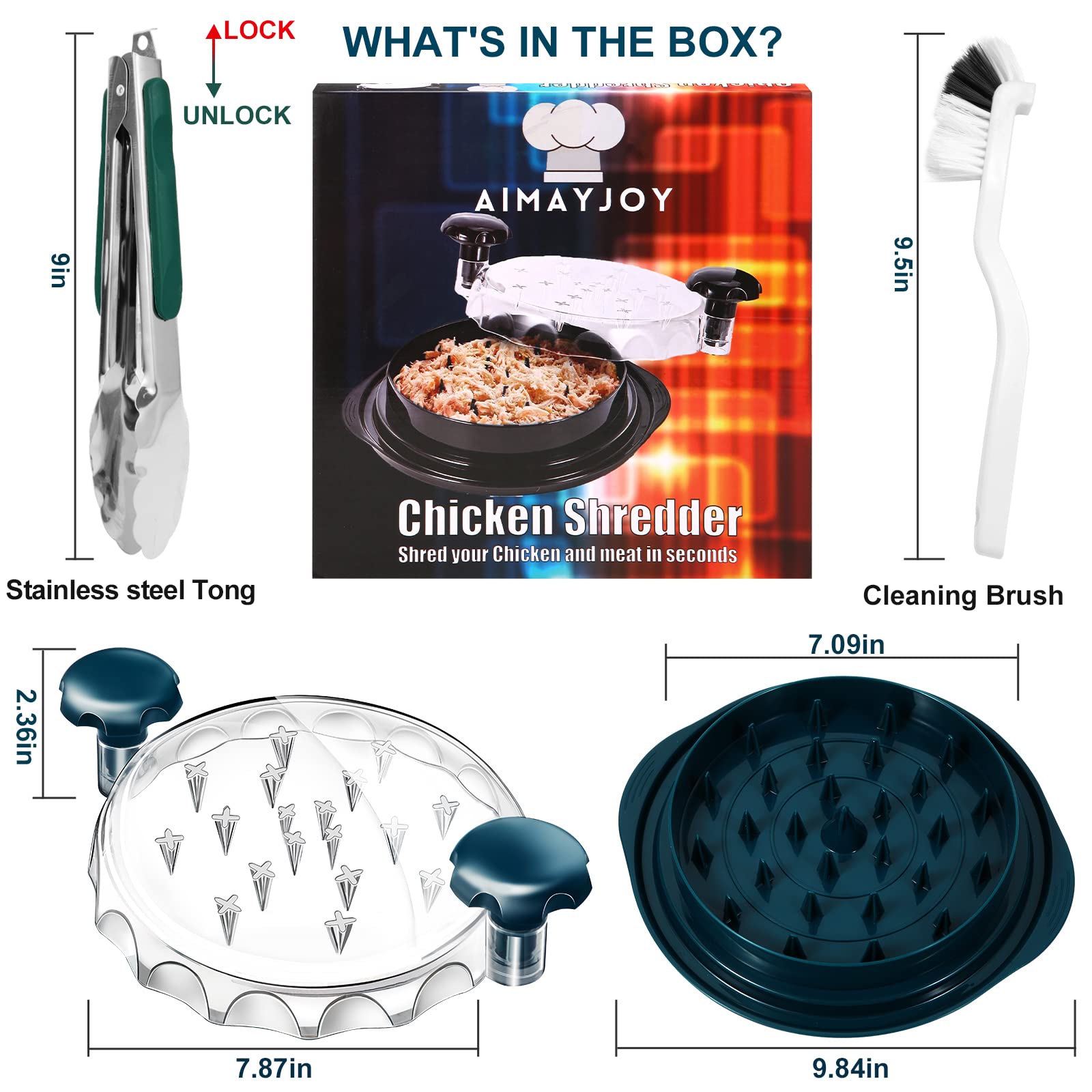 Premium Chicken Shredder Tool - Food-Grade Manual Meat Grinder & Vegetable Shredder with Ergonomic Anti-Slip Handle - Perfect for Pulled Chicken, Tacos, Salads & Meal Prep - Dishwasher Safe & BPA Free Kitchen Gadget