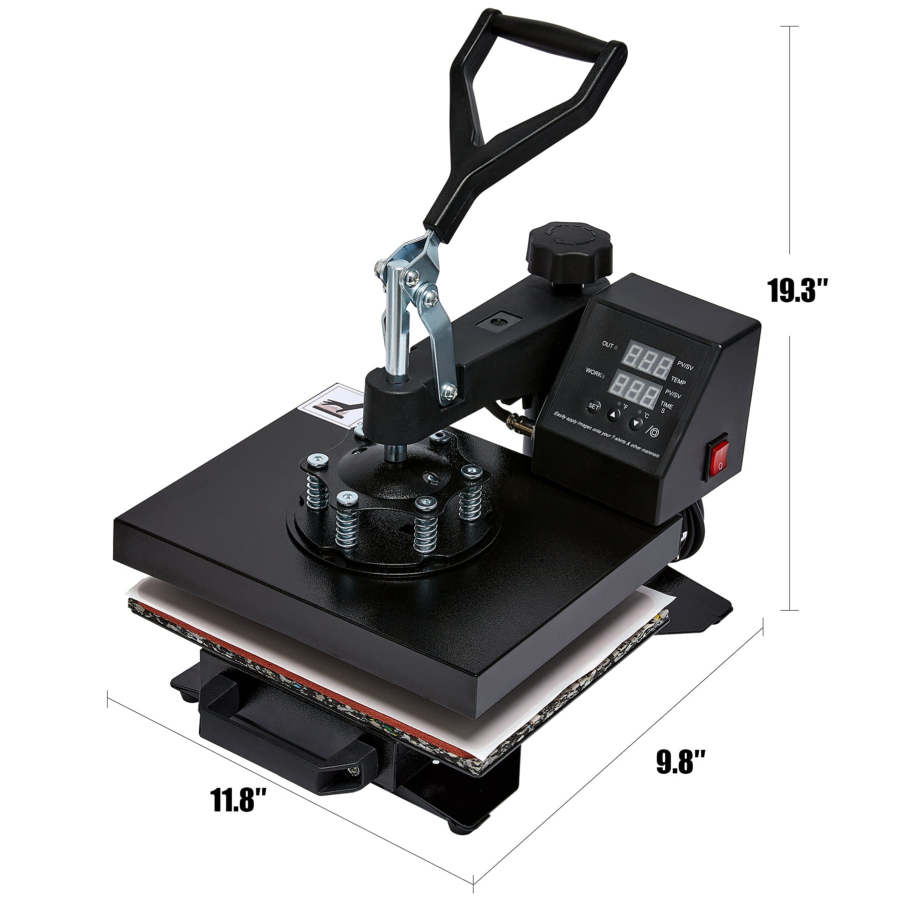 LETRA 12x10 Inch 8-in-1 Heat Press Machine - 360° Multifunctional Industrial T-Shirt Press for Mugs, Hats, Plates & Caps | Perfect for DIY Custom Apparel, Sublimation Printing & Small Business Use