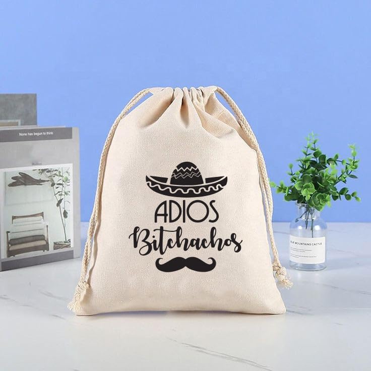 Set of 10 Adios Bitchachos Bachelorette Party Bags - Cabo Survival Hangover Kit, Recovery Amenity Bags for Wedding & Girls Trips - Perfect for Bachelorette Decorations, Bridal Showers & Vacation Essentials