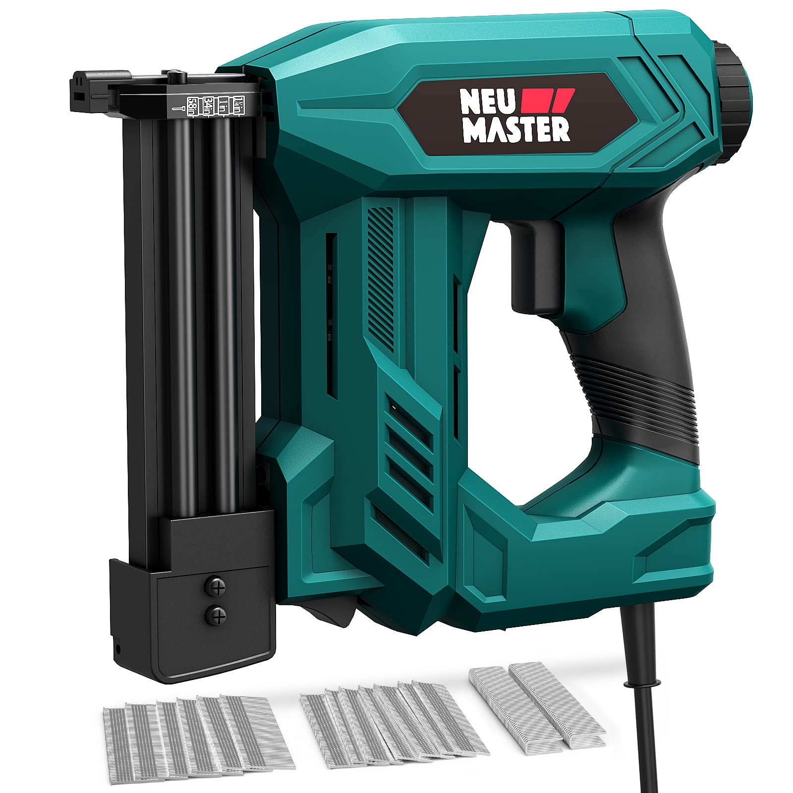 NEU MASTER Upgraded 2-in-1 Electric Brad Nailer & Staple Gun for Woodworking, Upholstery, DIY Projects - Includes 1/4
