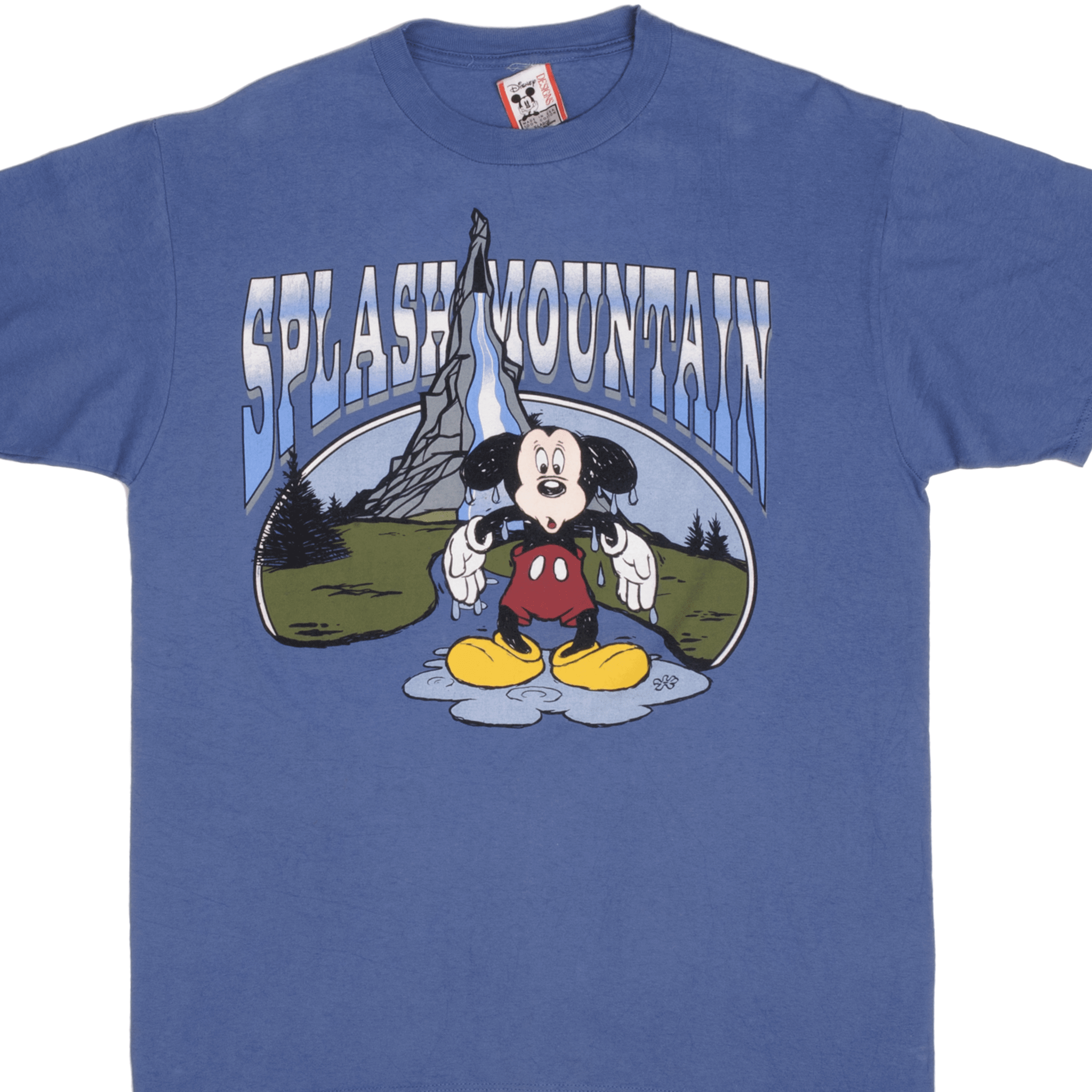 Vintage Disney Mickey Mouse Splash Mountain 1990s Graphic Tee Shirt XL - Made in USA - Retro Theme Park Merchandise for Disney Fans & Collectors
