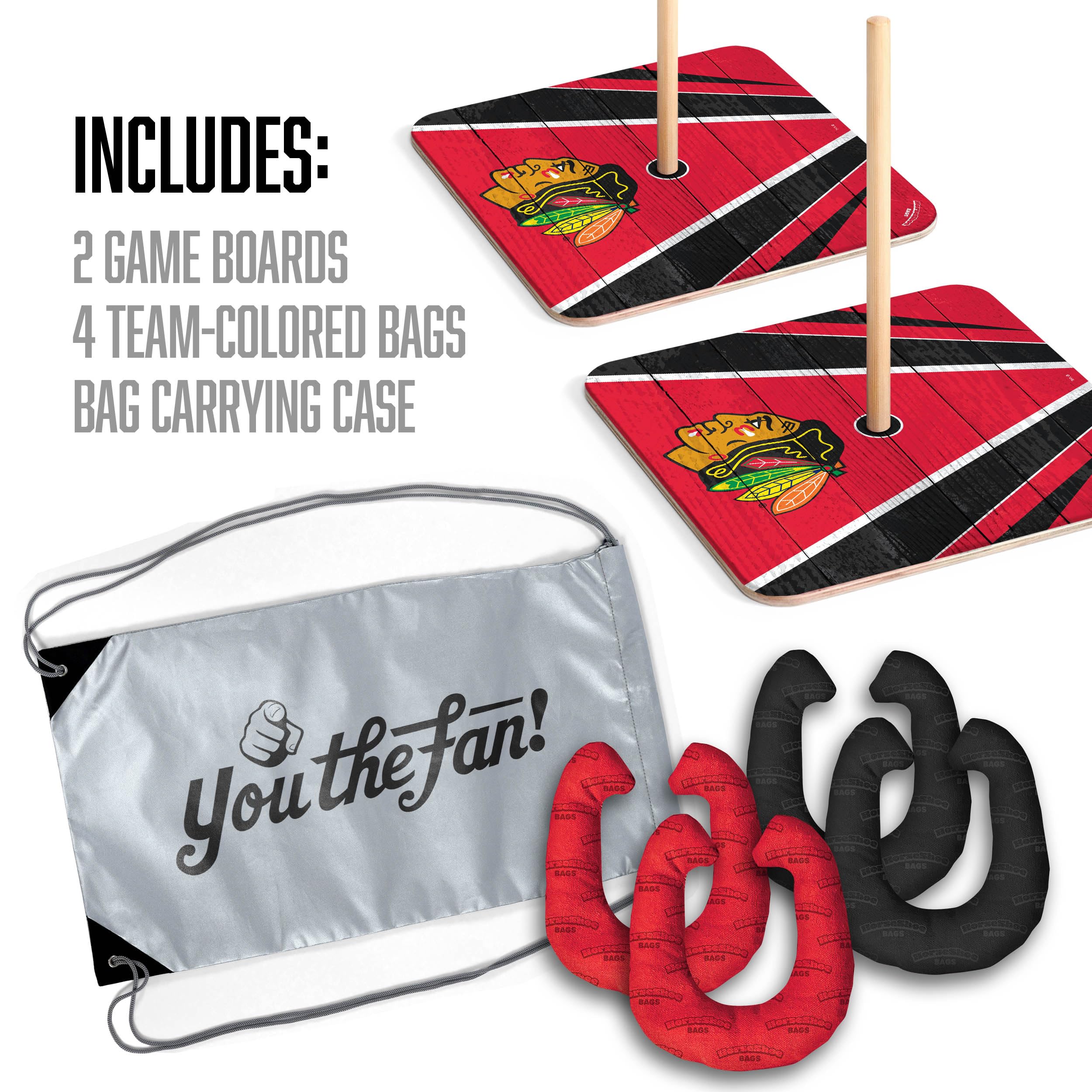 YouTheFan NHL Chicago Blackhawks Horseshoe Bags - Officially Licensed Team Logo Crossbody Purse for Women & Men - Perfect for Game Day, Tailgating, and Sports Events