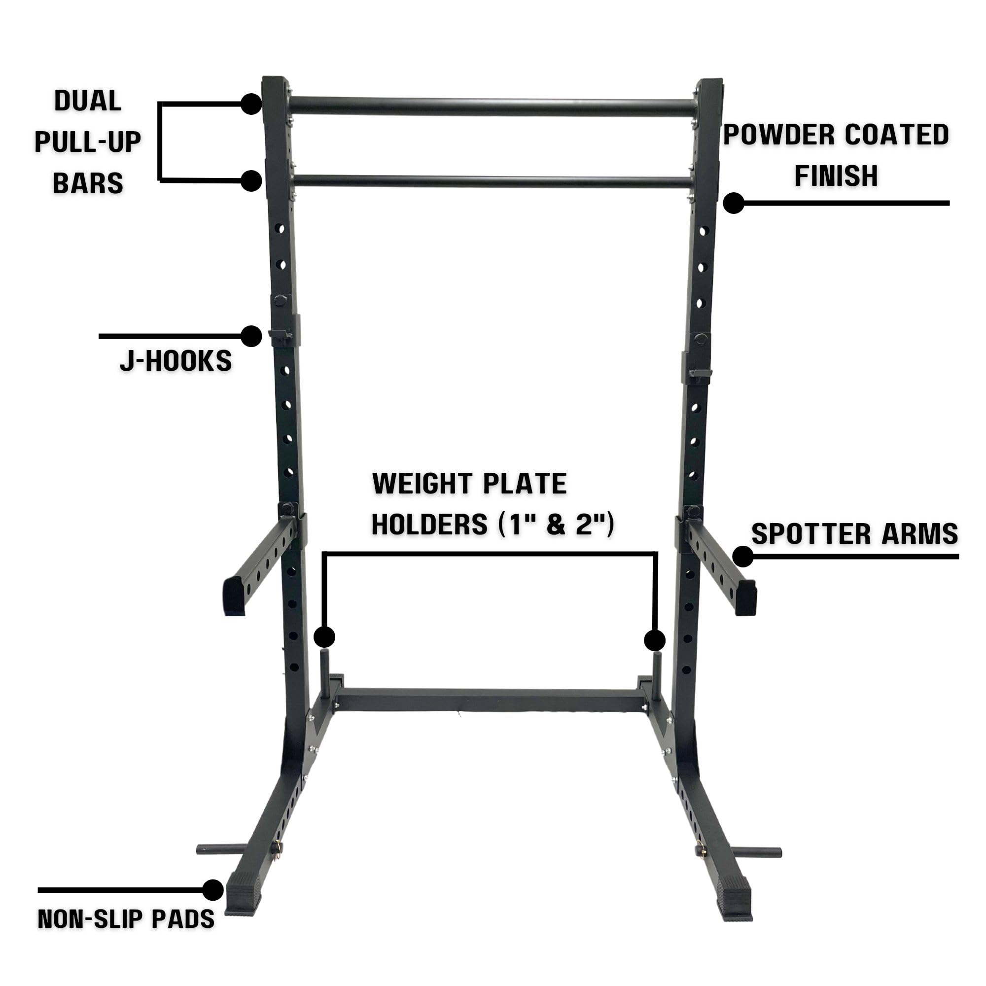 HulkFit Multi-Functional Adjustable Power Cage - Home Gym Squat Rack with 2 Pull-Up Bars for Strength Training, Bench Press, Deadlifts & Squats | Perfect for Garage Gym, CrossFit & Weightlifting Workouts