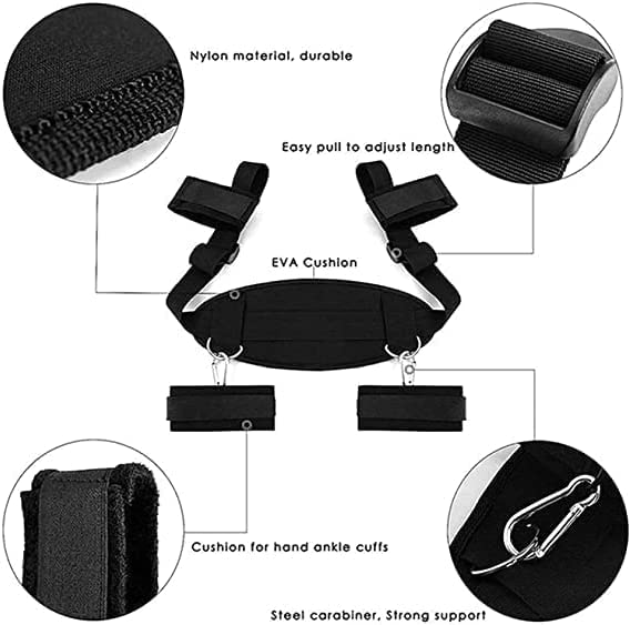 BDSM Restraints Kit - Adjustable Wrist & Ankle Cuffs, Thigh Restraints with Bed Straps for Couples Bondage Play | Includes Blindfold for Sensory Deprivation | Perfect for Spicing Up Your Sex Life & BDSM Exploration