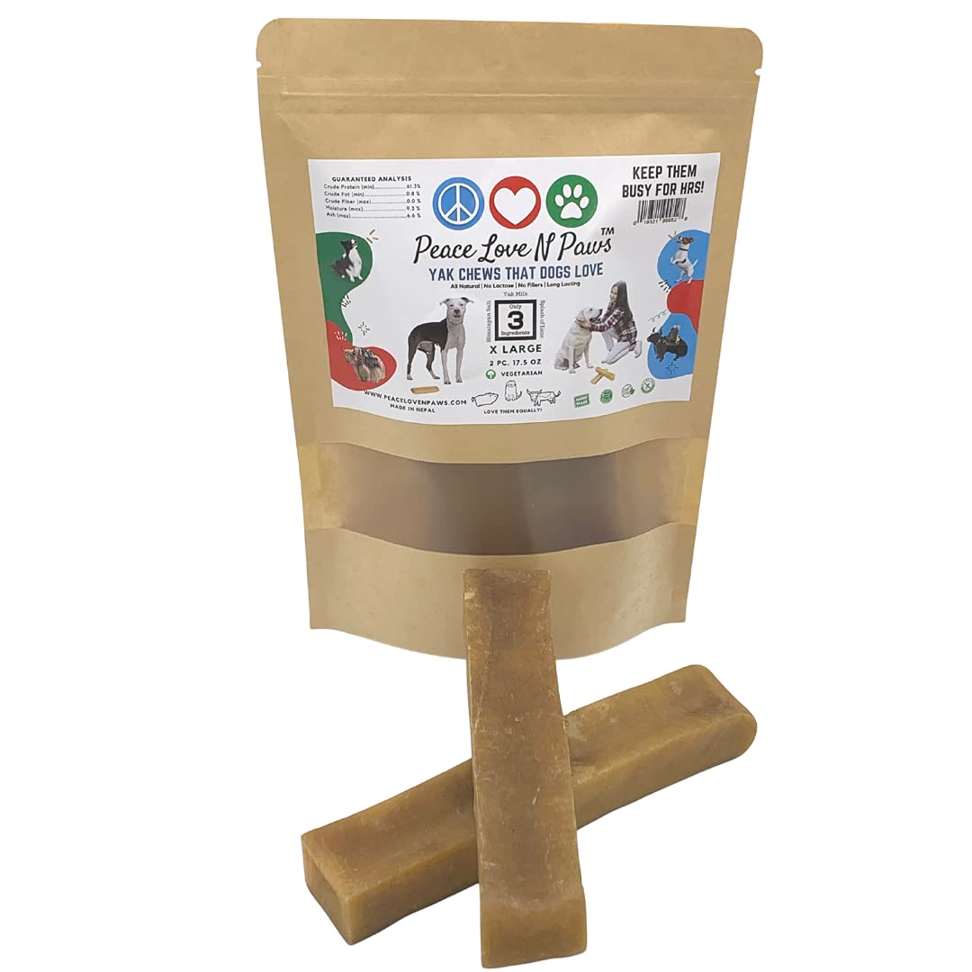Peace Love N Paws Himalayan Yak Cheese Dog Chews for Large Dogs (60-100 Lbs) - All Natural, High Protein, Long Lasting, Vegetarian Dog Treats - Large Mix Multi Sticks 2.5 Lbs - Perfect for Training, Teething & Dental Health