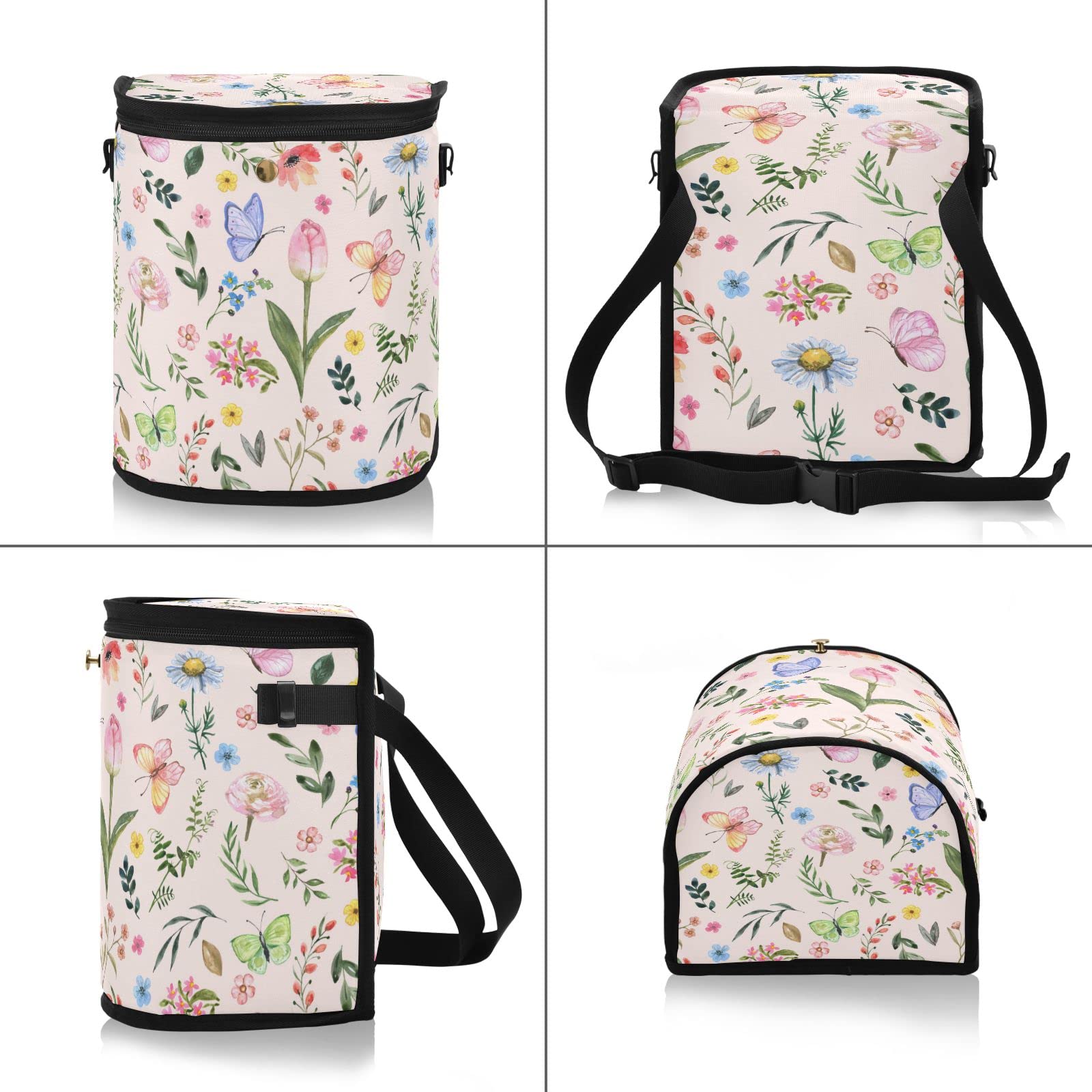 MNSRUU Leak-Proof Car Trash Can with Lid - Hanging Car Organizer for Front & Back Seat | Spring Wildflowers Design | Car Garbage Bin for Road Trips, Commuting & Family Travel