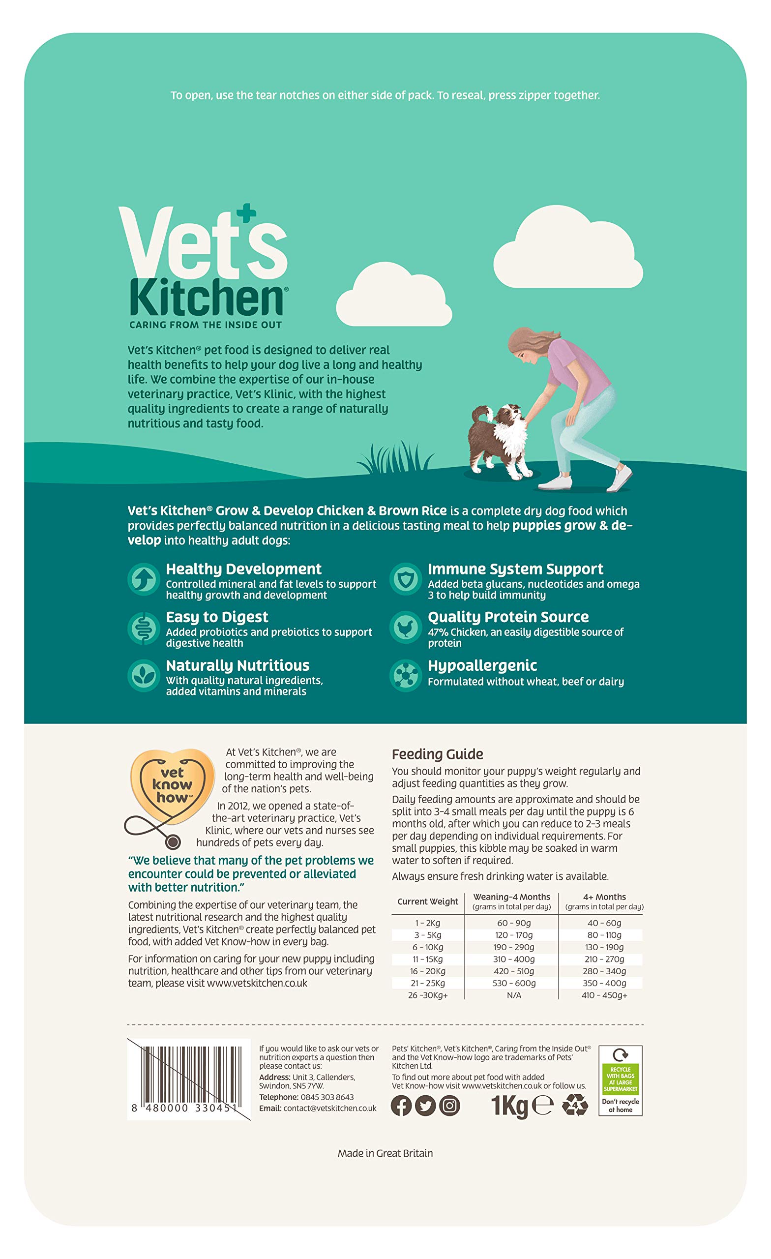 Sumao Vet's Kitchen Puppy Dog Food - Chicken & Brown Rice for Active Puppies