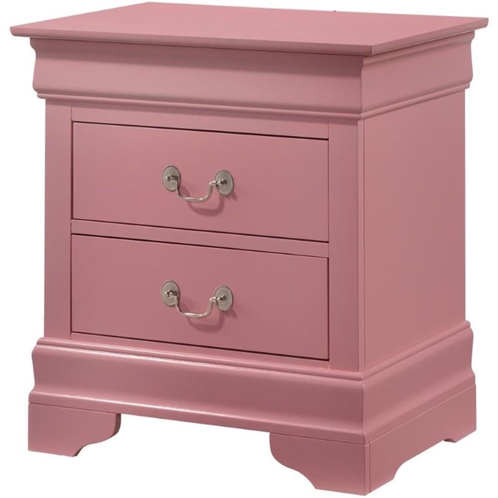 Pink Louis Phillipe 2-Drawer Nightstand - Elegant Bedside Table for Bedroom Decor | Glory Furniture for Home & Office Use