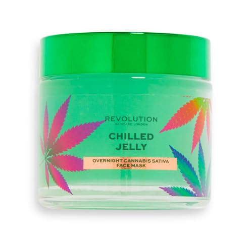 Revolution Skincare Chilled Jelly Canna Sativa Face Mask - Soothing Cannabis-Infused Sheet Mask for Hydration & Redness Relief | Perfect for Spa Nights & Post-Workout Skin Recovery