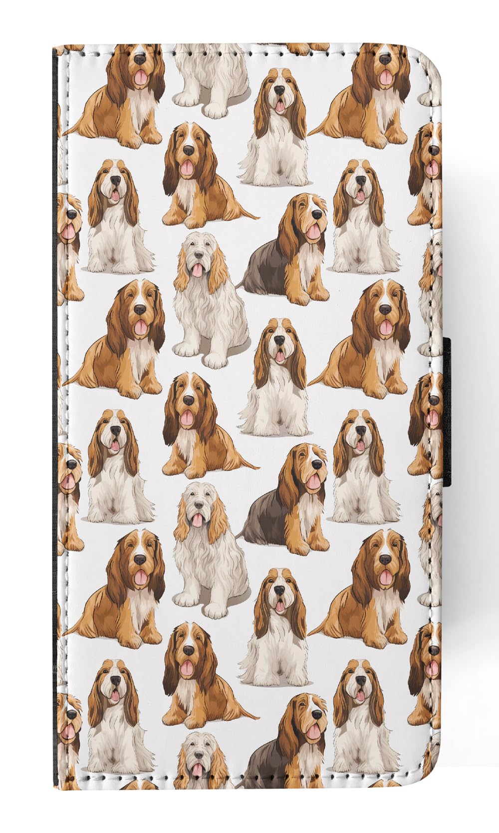 Premium Faux Leather Flip Wallet Phone Case for Apple iPhone 14 - Grand Basset Griffon Vendeen Puppy Dog Design | Slim Protective Cover with Card Slots | Perfect for Everyday Use, Travel & Gifts