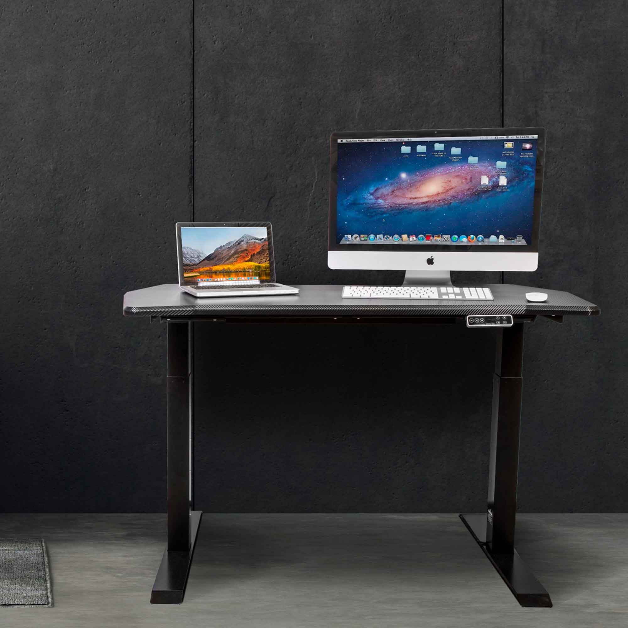 Premium Carbon Fiber Electric Height Adjustable Standing Desk with Memory Function - 55