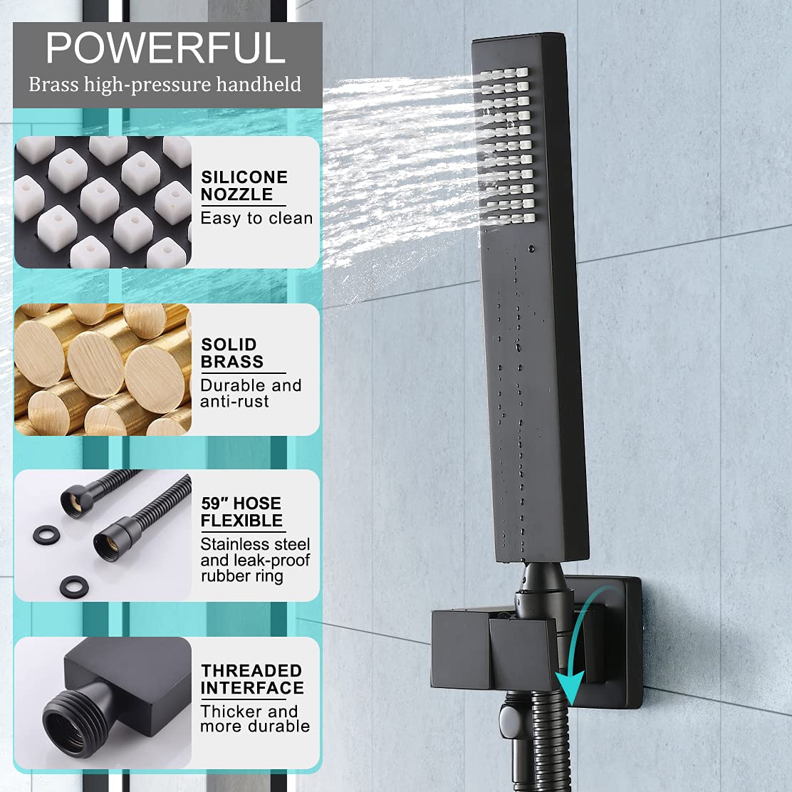 Premium Matte Black Shower System - 16