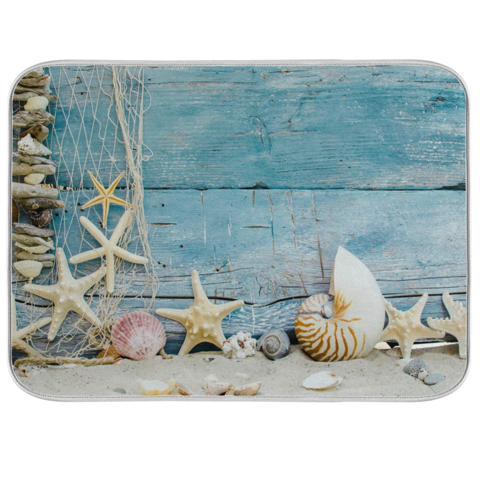 Brilliant Starfish Dish Drying Mat - 16x18in Large Microfiber for Kitchen & Beach