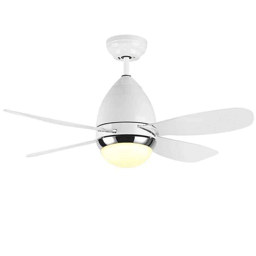 Weber KUFA 42 Inch Modern Ceiling Fan with Light Kit - 6 Speed Remote Control, Matte White Finish & 4 Transparent Blades - Perfect for Dining Room, Bedroom, Living Room - Energy Efficient Cooling & Stylish Home Decor