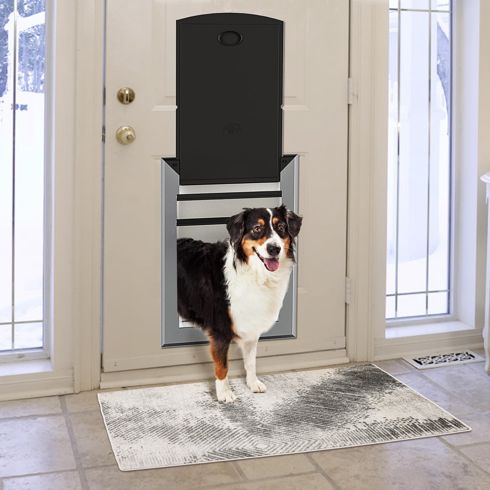 MAVRICFLEX Heavy Duty XL Dog Door with Sliding Lock Panel - Energy Efficient Rugged Aluminum Large Pet Door for Dogs Up to 220lbs - Easy Installation & Magnetic Double Flaps - Perfect for Backyard, Patio & Indoor Use