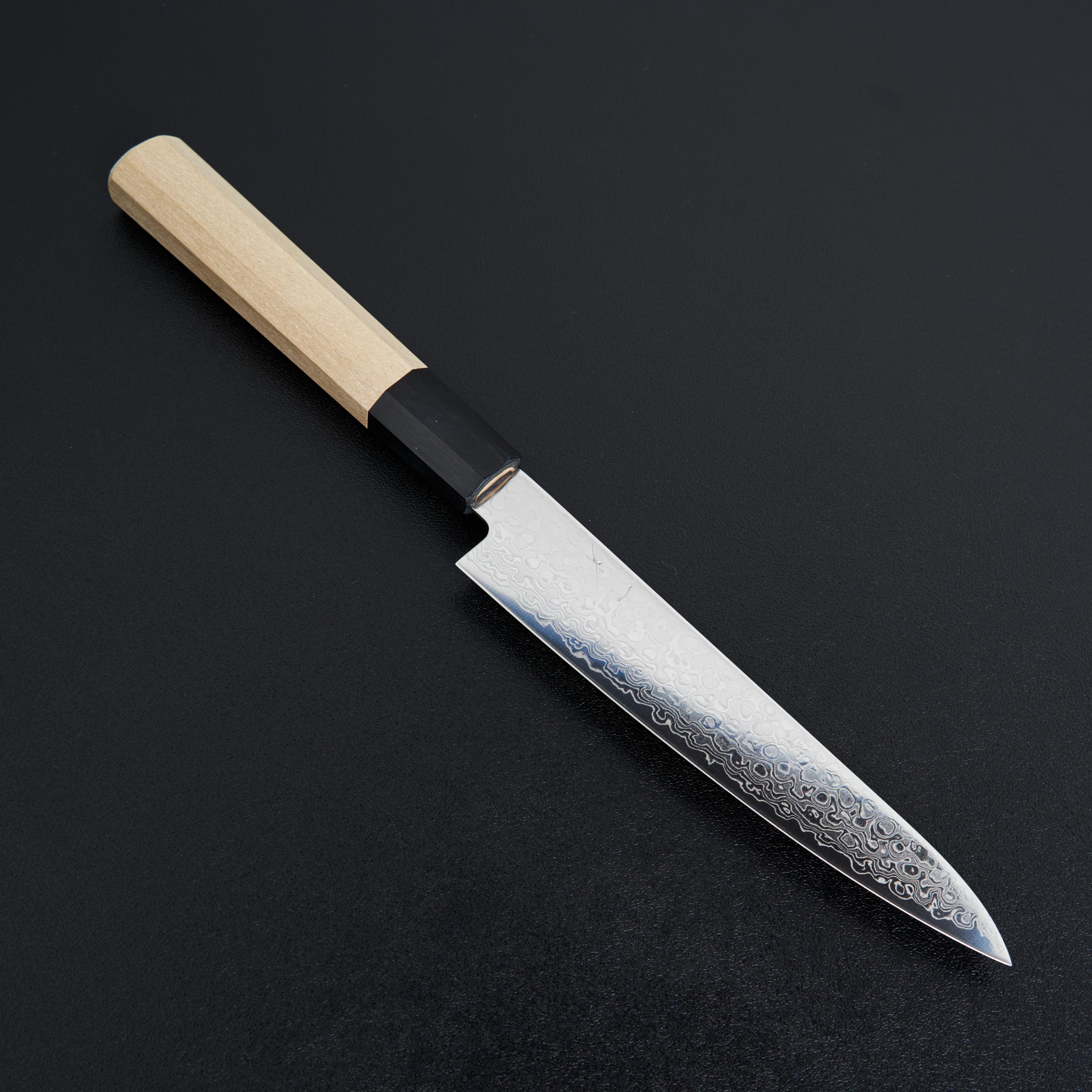 Hitohira HG Damascus Petty Knife 150mm - Japanese Chef Knife with Ho Wood Handle - Perfect for Slicing, Peeling & Precision Cutting in Home Kitchens & Professional Use