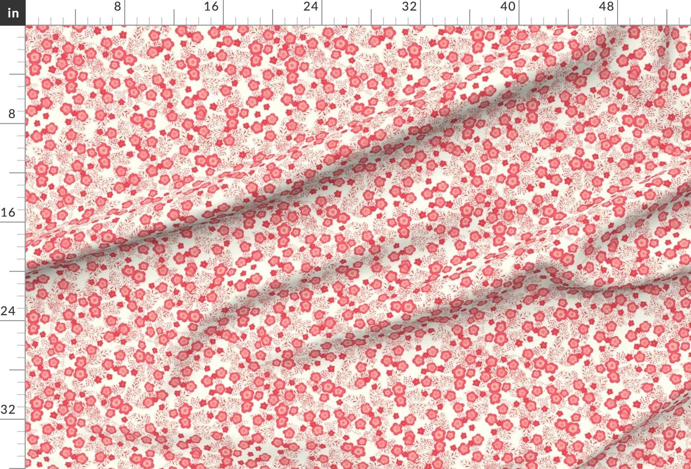 Premium Spoonflower Fabric - Floral Coral Japanese Print on Soft Minky Fabric Fat Quarter - Perfect for Sewing Baby Blankets, Quilt Backing & Plush Toys | Nursery Decor, DIY Crafts & Home Decor Projects