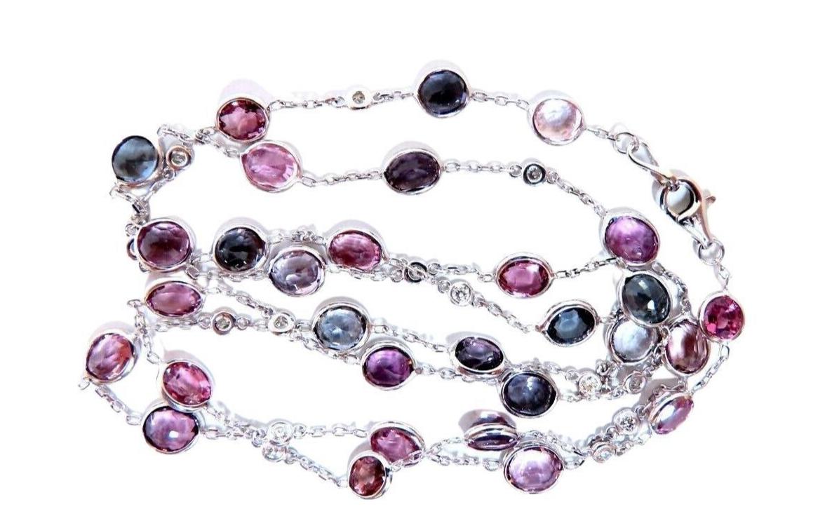 25.10ct Multi-Colored Natural Spinel Diamond Tennis Necklace in 14K Gold - Elegant Jewelry for Weddings, Parties & Special Occasions (Ref 12307)