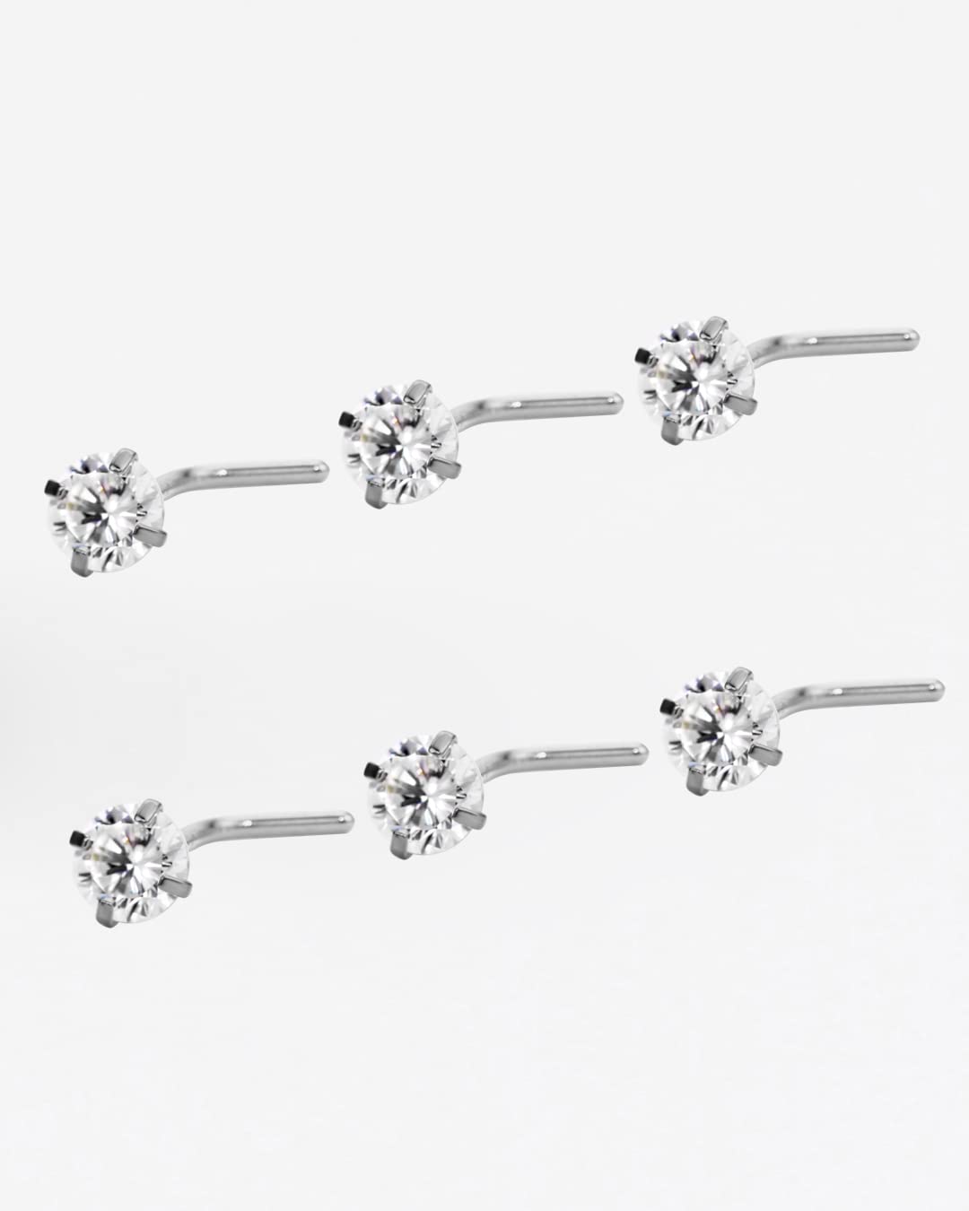 FANSING L-Shaped Nose Studs for Women & Men - Surgical Steel Nose Rings with Cubic Zirconia - Hypoallergenic Nostril Piercing Jewelry - Perfect for Everyday Wear & Special Occasions