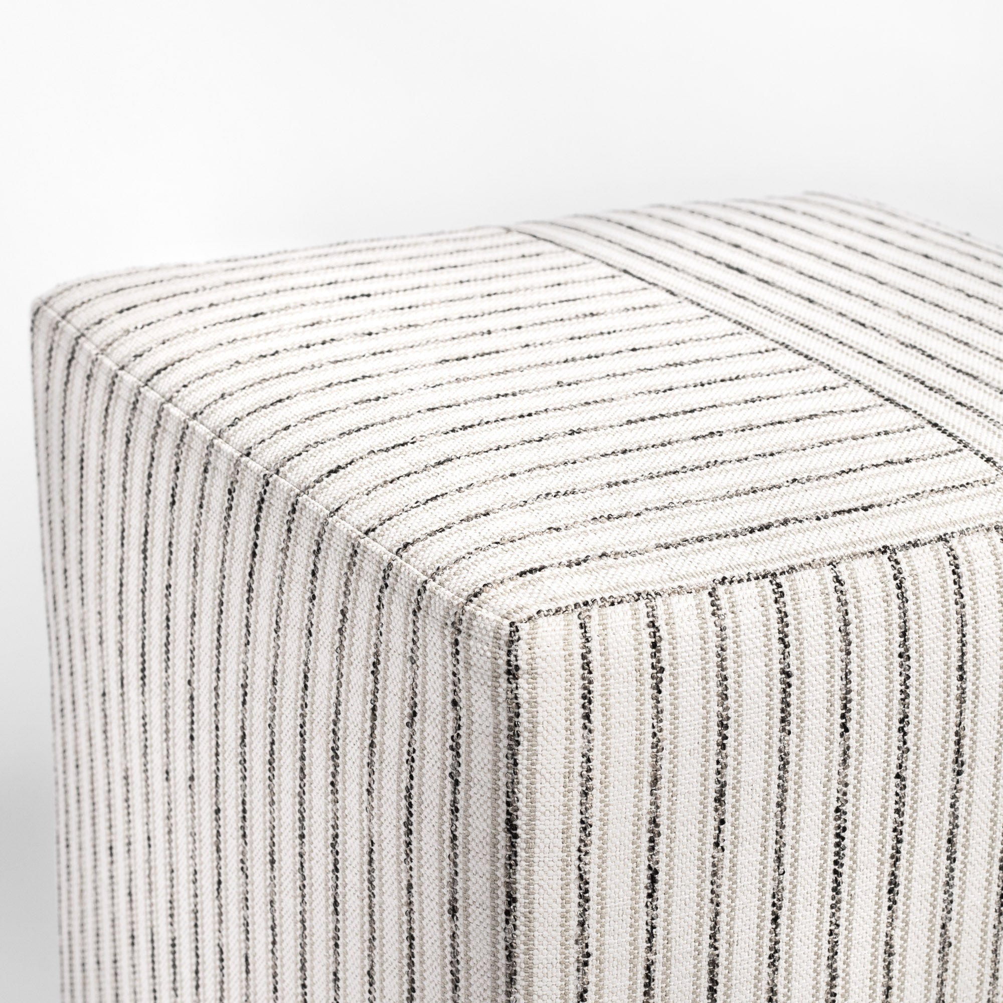 Rodin Stripe 16x16 Cube Ottoman - Natural Cotton Fabric Square Footrest Pouf for Living Room, Bedroom, and Nursery - Perfect for Extra Seating and Stylish Home Decor